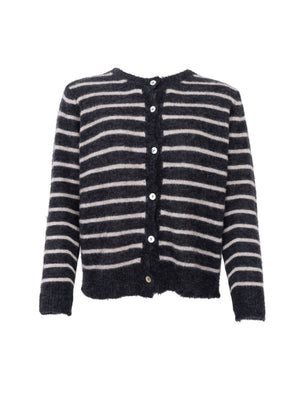 BCDELL gestreifte Strickjacke – Dunkelgrau