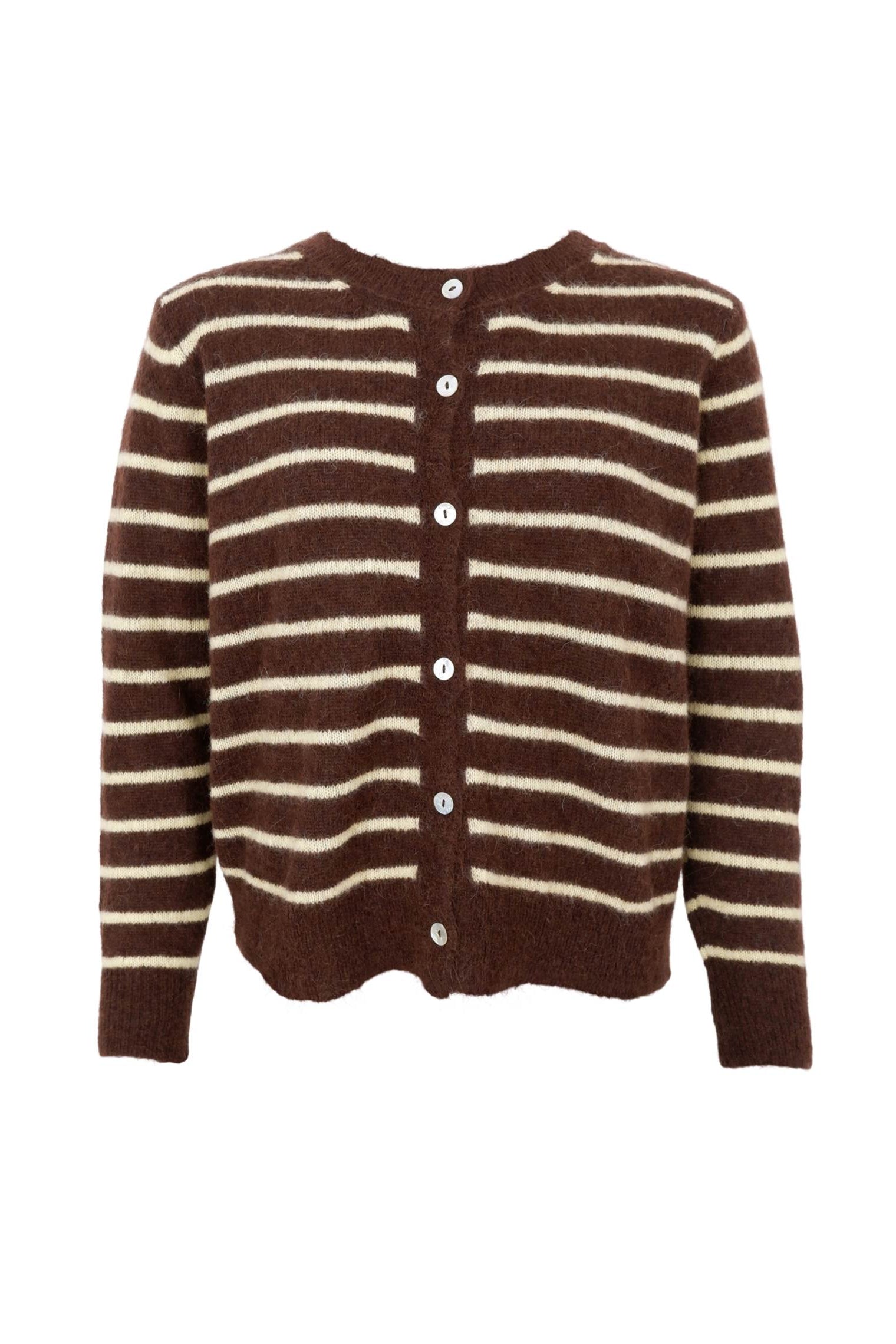 BCDELL gestreifte Strickjacke – Mocca