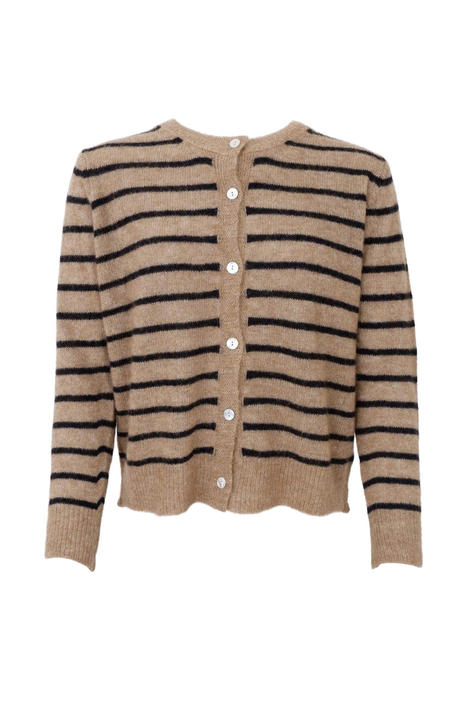 BCDELL gestreifte Strickjacke - Taupe