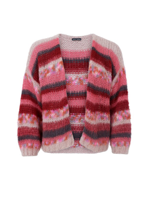 BCFONTANA Strickjacke mit mehreren Streifen - Beere