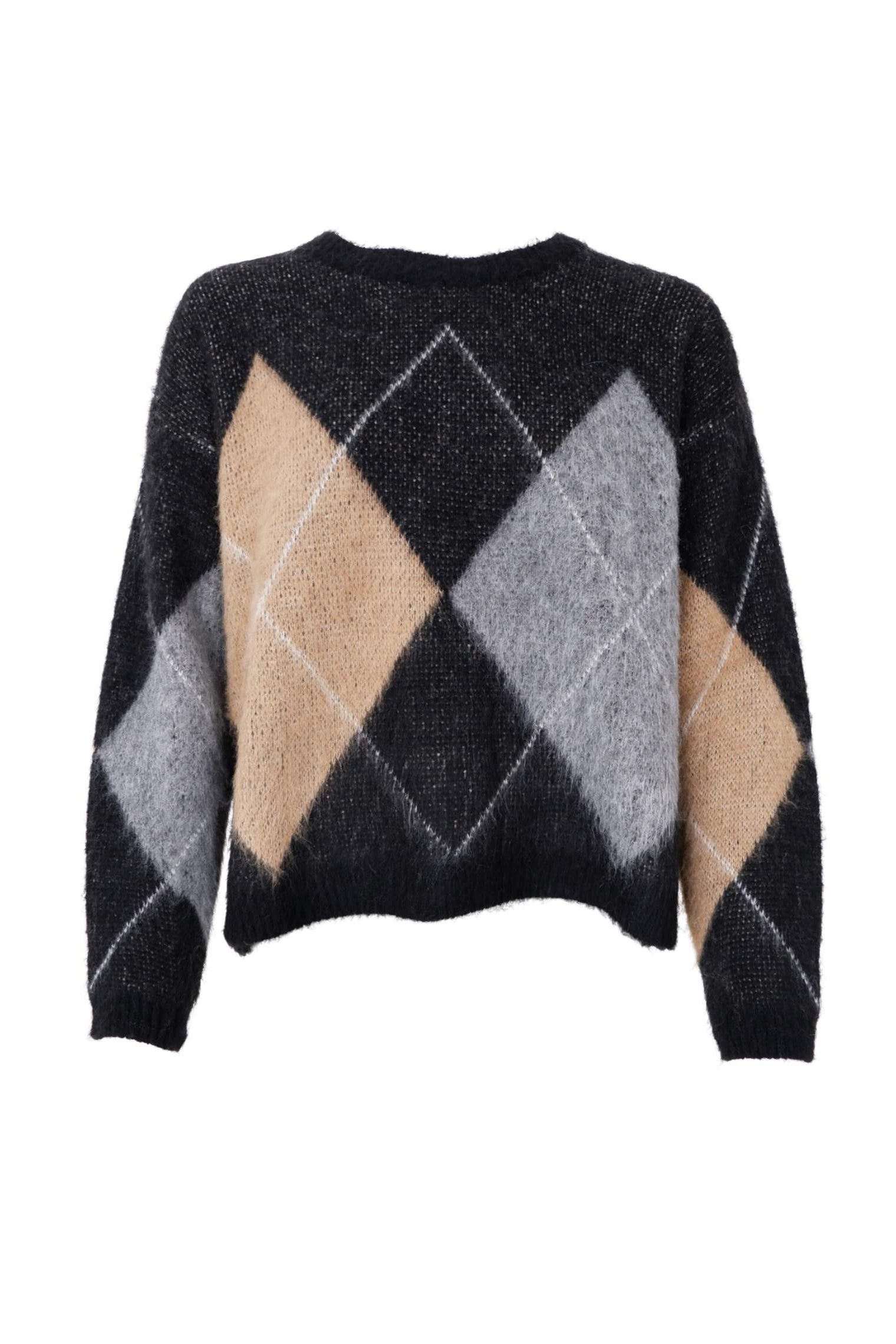 BCBETH Argyle-Strickpullover - Schwarz