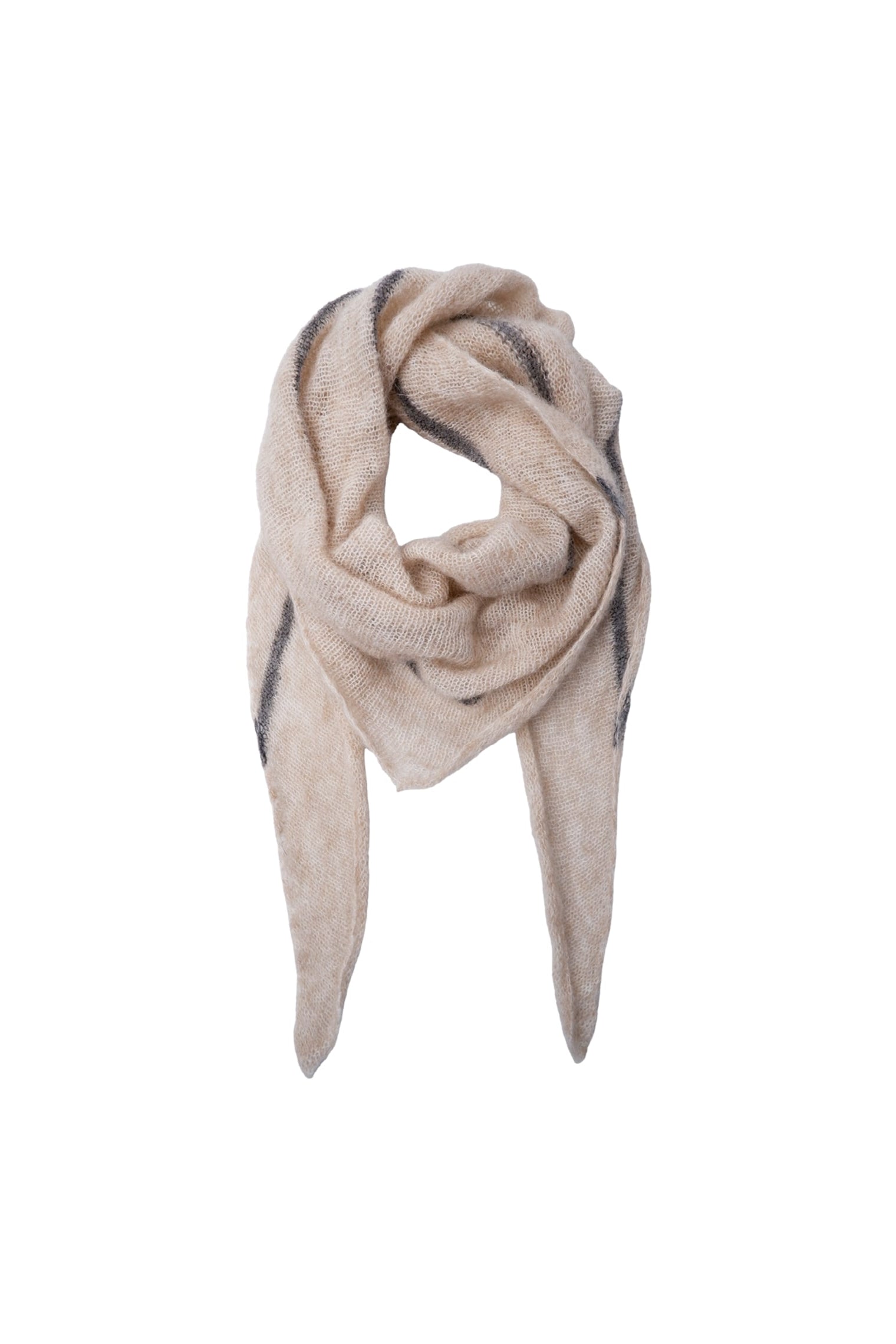 BCDELL striped mini scarf - Natural / Grey - Black Colour