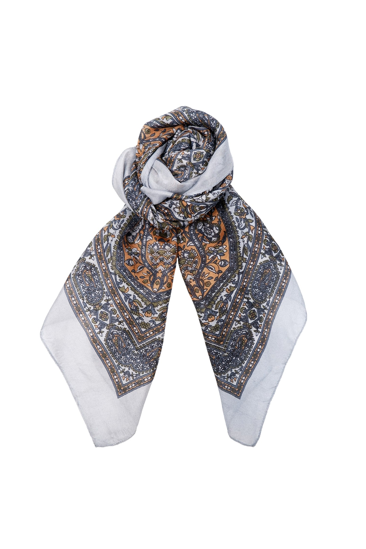 BCKIRSTINE silk scarf - Grey - Black Colour
