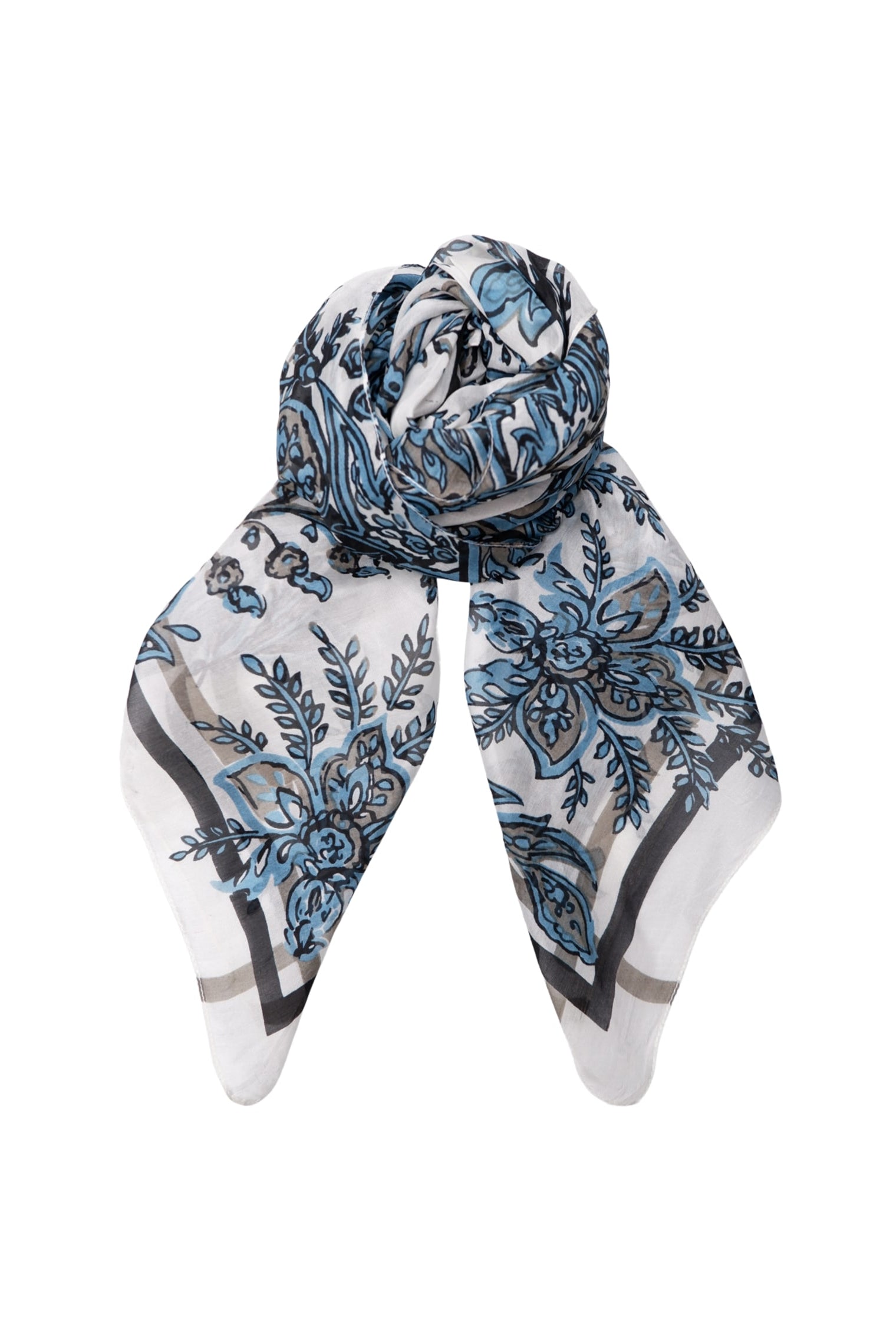 BCKIRSTINE silk scarf - Off White Paisley - Black Colour
