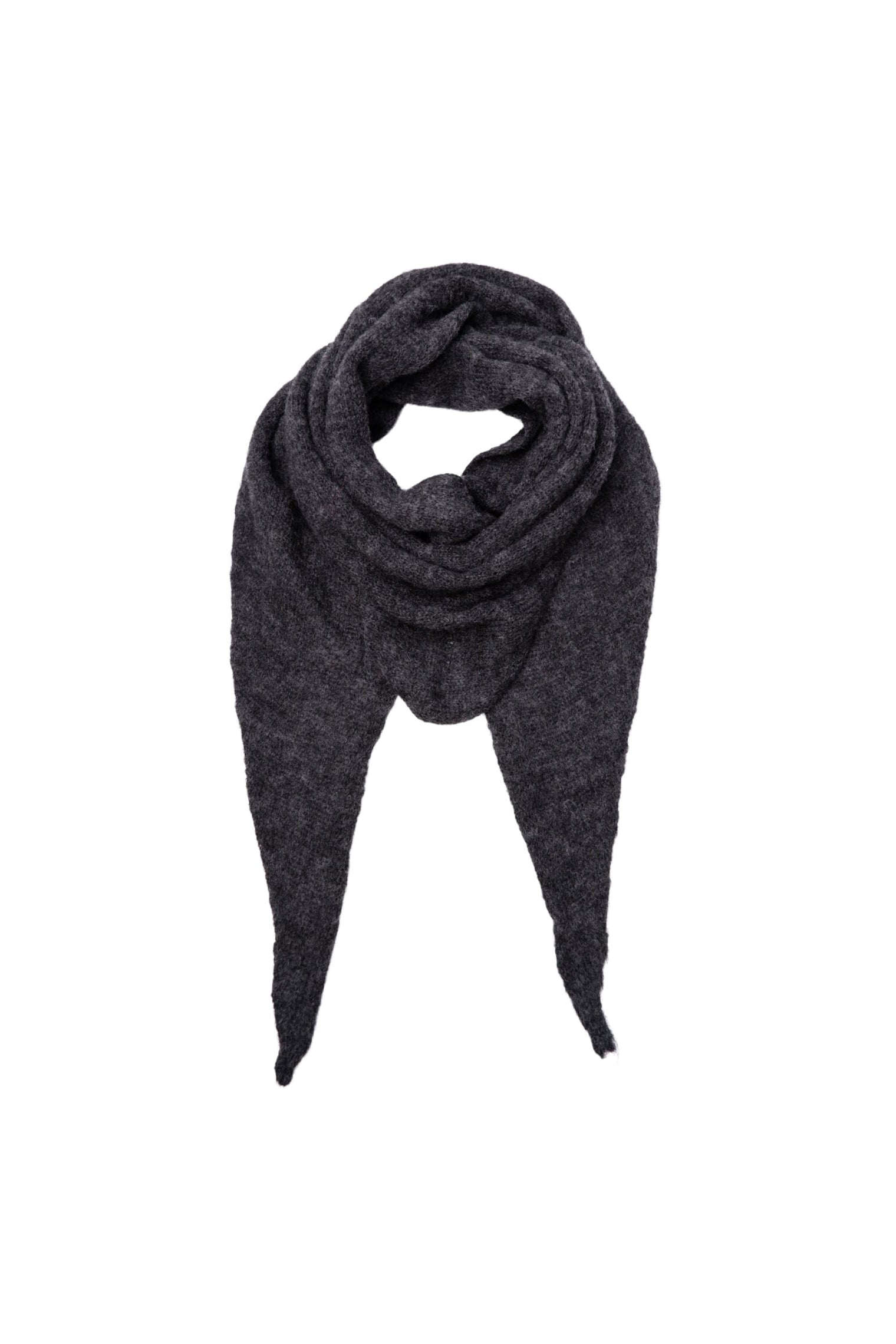 BCDELL knitted medium scarf - Dk. Grey Melange - Black Colour