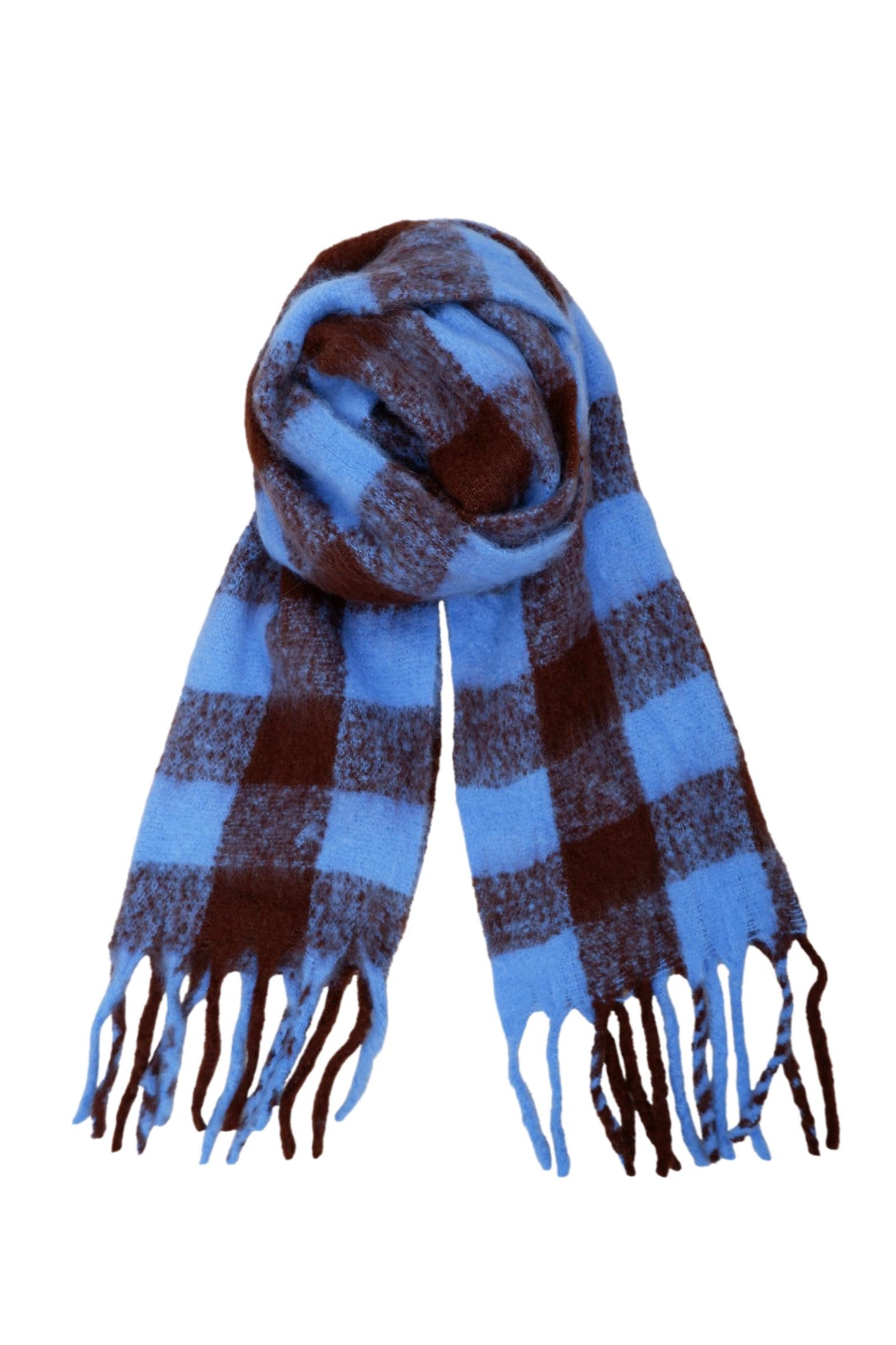 BCNORTH weicher Winterschal - Blau/Mokka