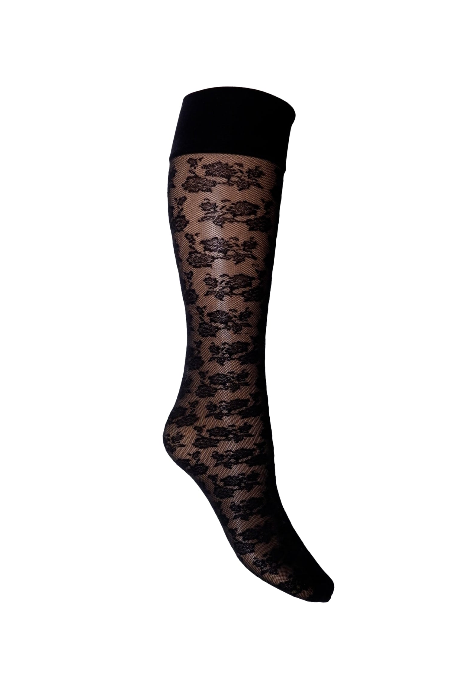 BCFLOWER lace knee high sock - Black - Black Colour
