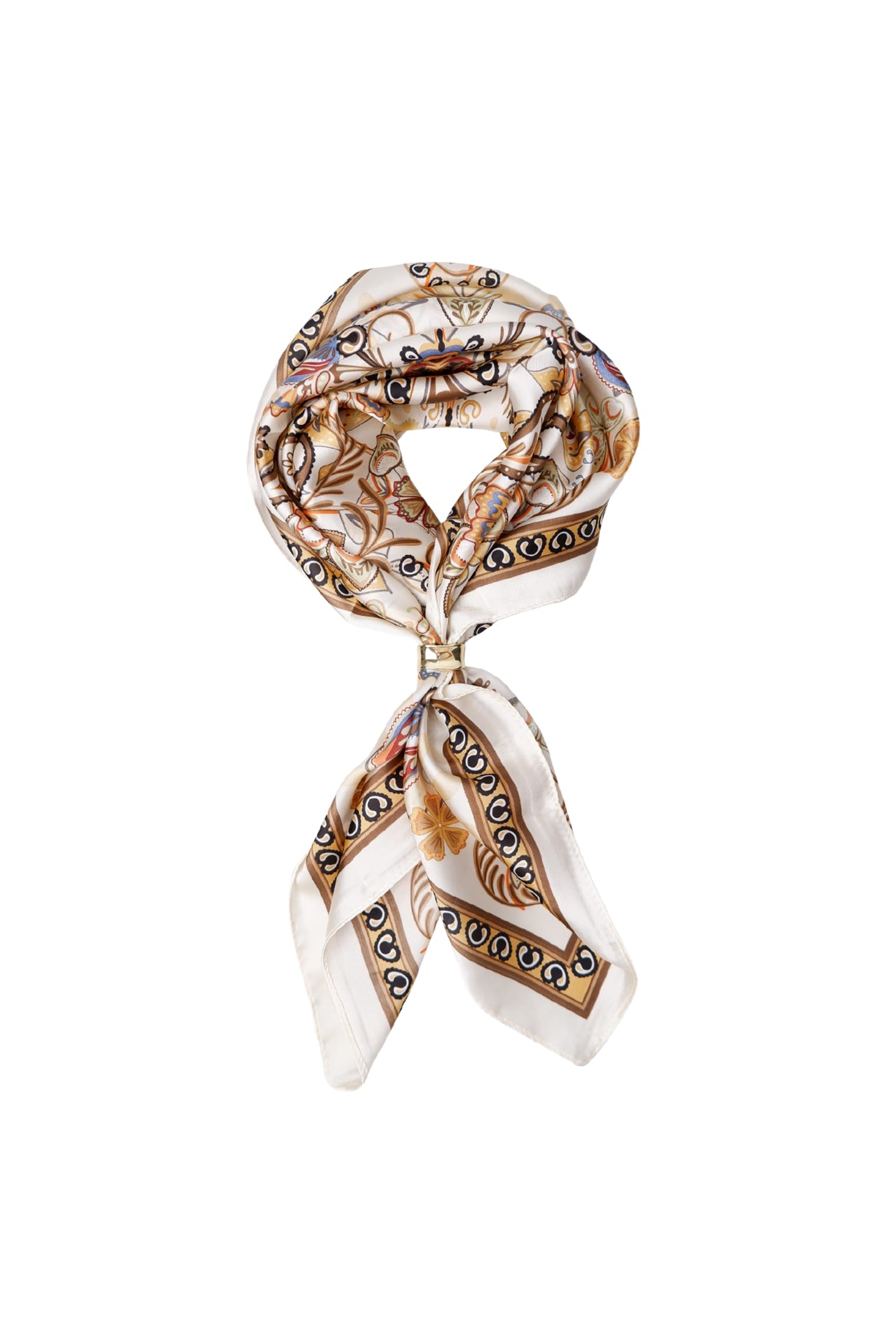 BCTAZIA Minischal mit goldenem Ring - Cream Multi