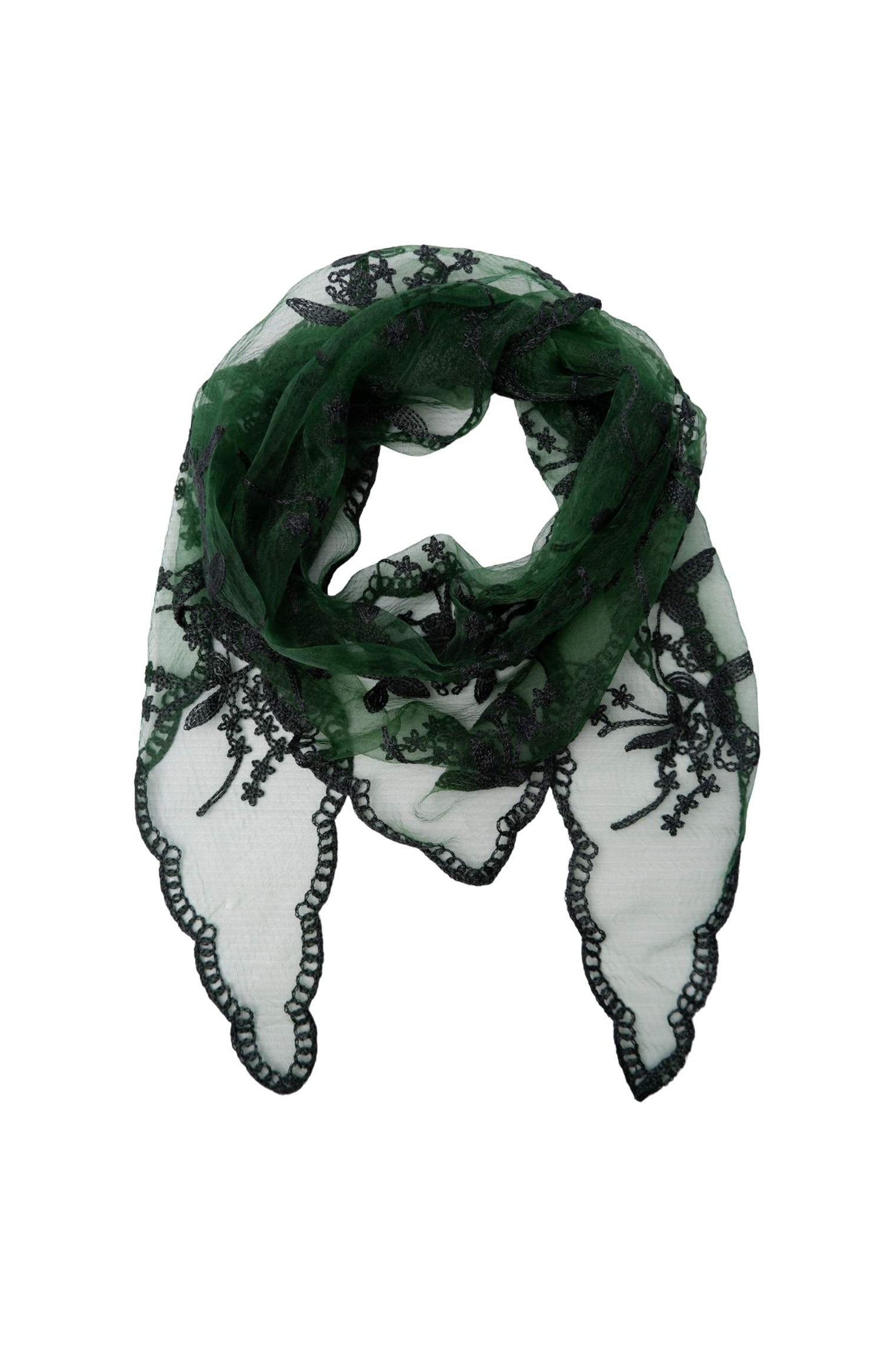 BCMIRIANA Dreieckiger Spitzenschal - Flaschengrün