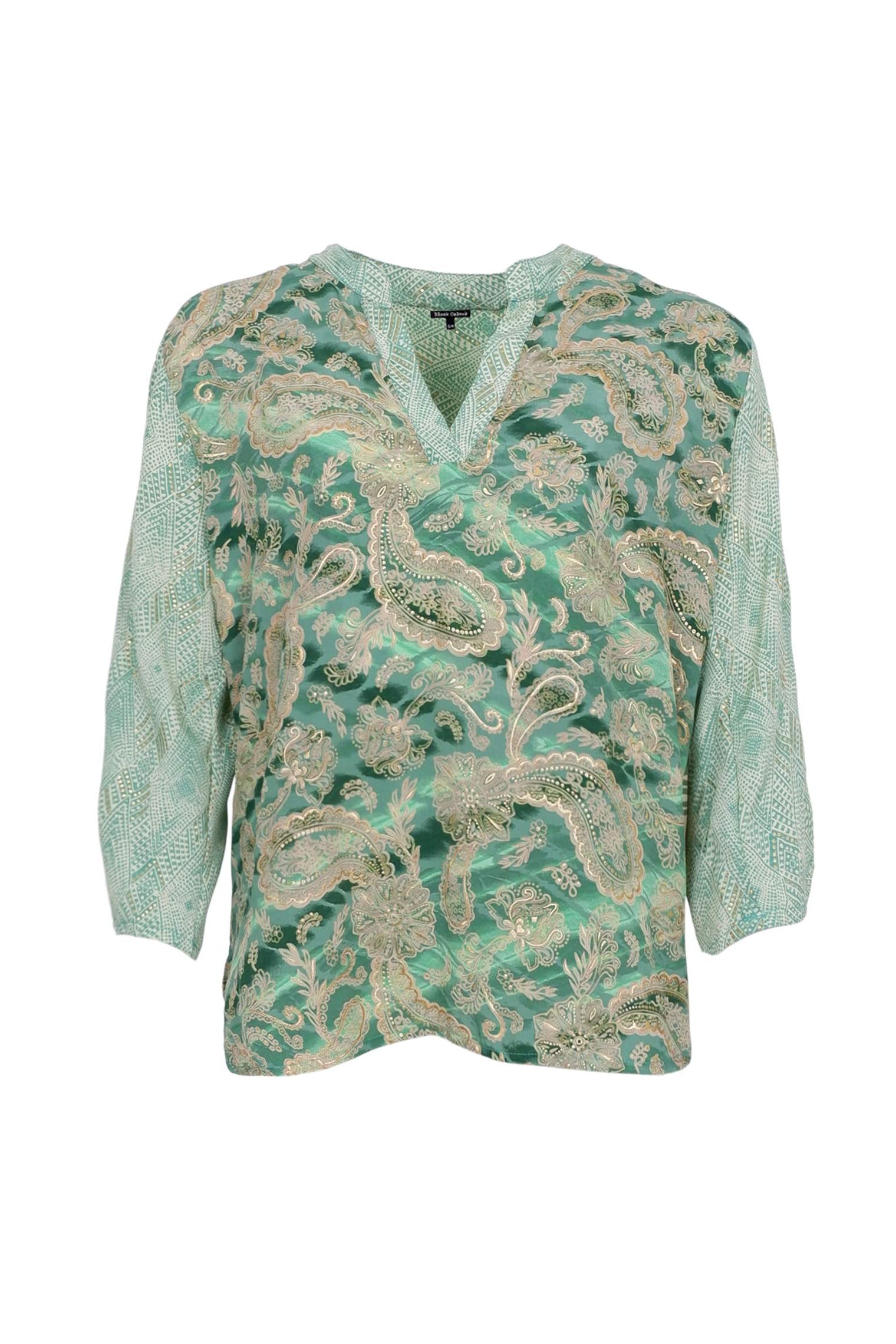 BCLUNA Bluse mit ausgestellten Ärmeln – Floral Green Mix