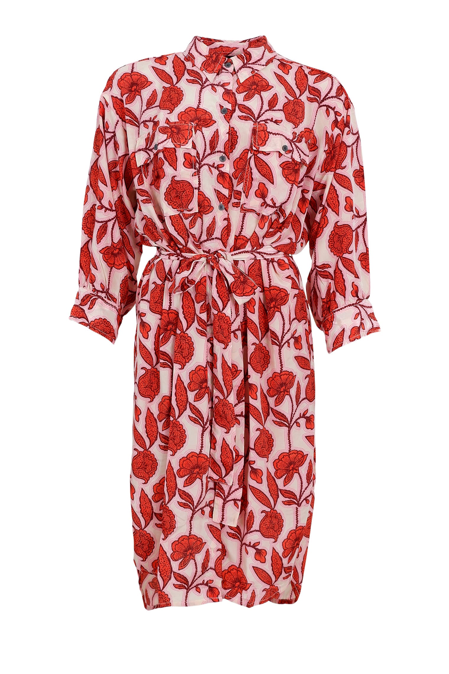 BCLUNA Hemdblusenkleid mit Tasche – Urban Red