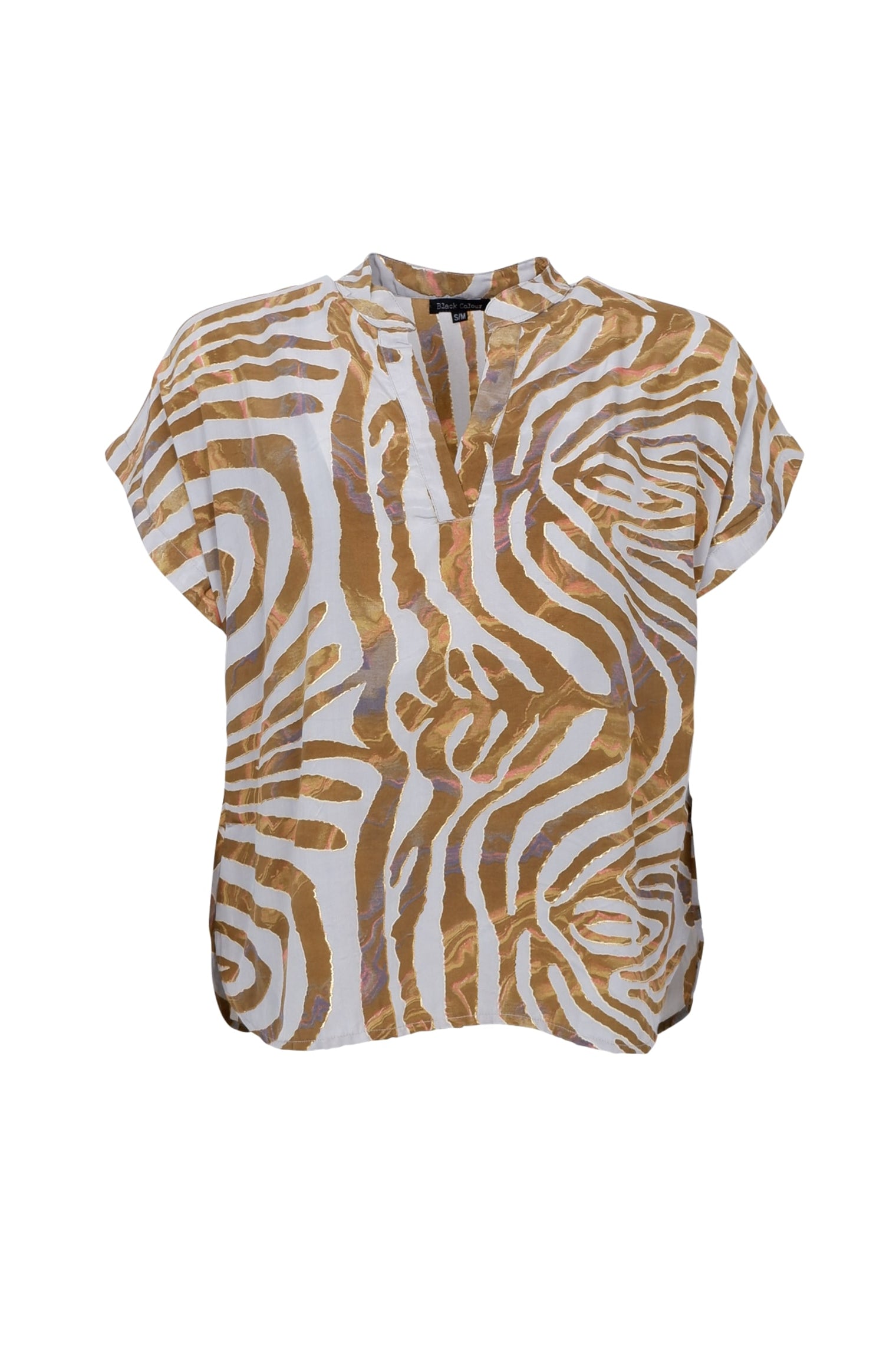 BCLUNA Andrea Kurzarm-Top - Blaues Zebra