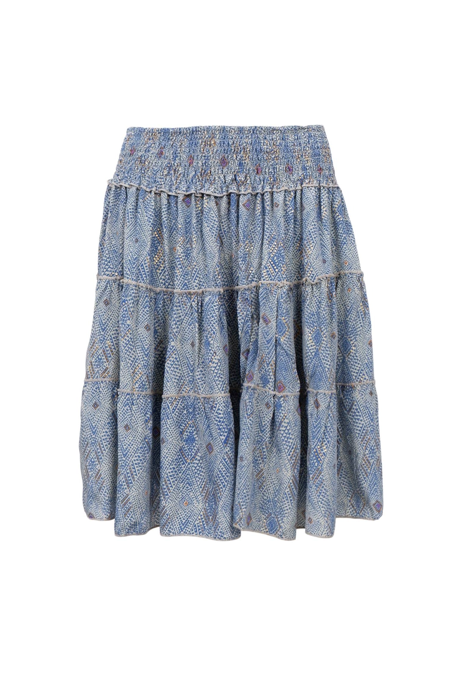 BCLUNA Boho Kurzrock - Blaues Argyle