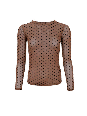 BCJENNIE gepunktete Netzbluse - Nougat