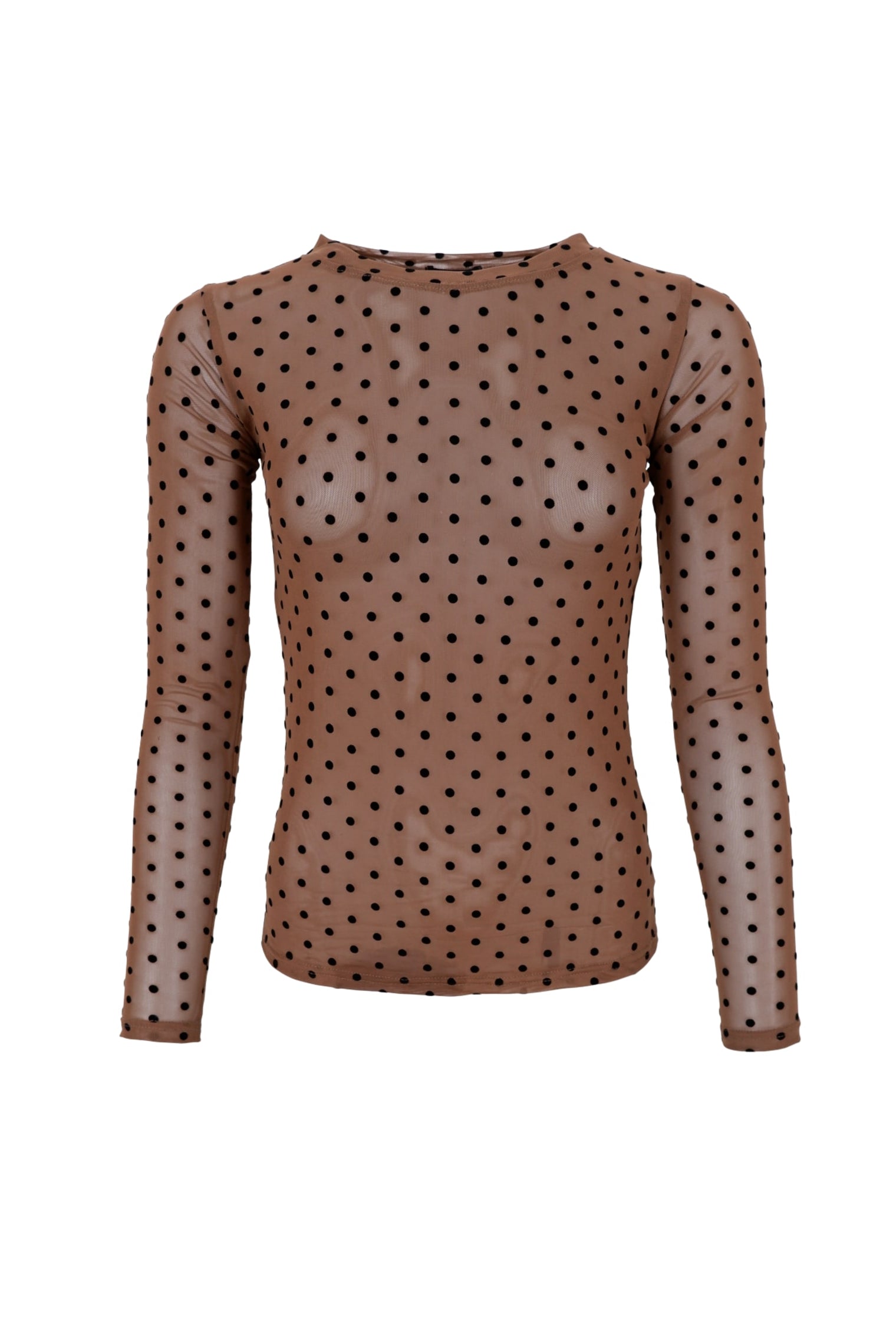 BCJENNIE gepunktete Netzbluse - Nougat