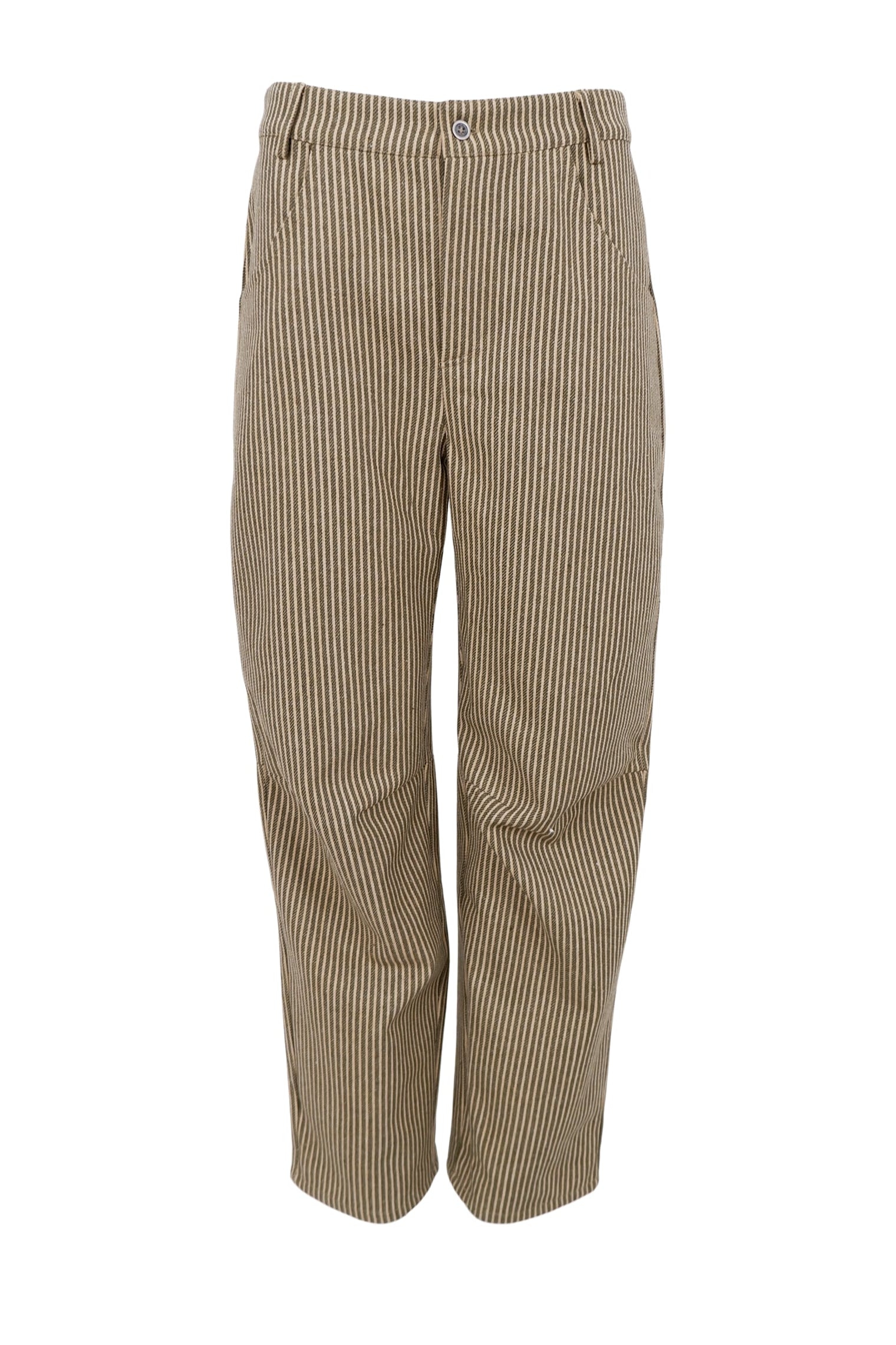 BCROSS gestreifte Jeans – Olivgrün gestreift