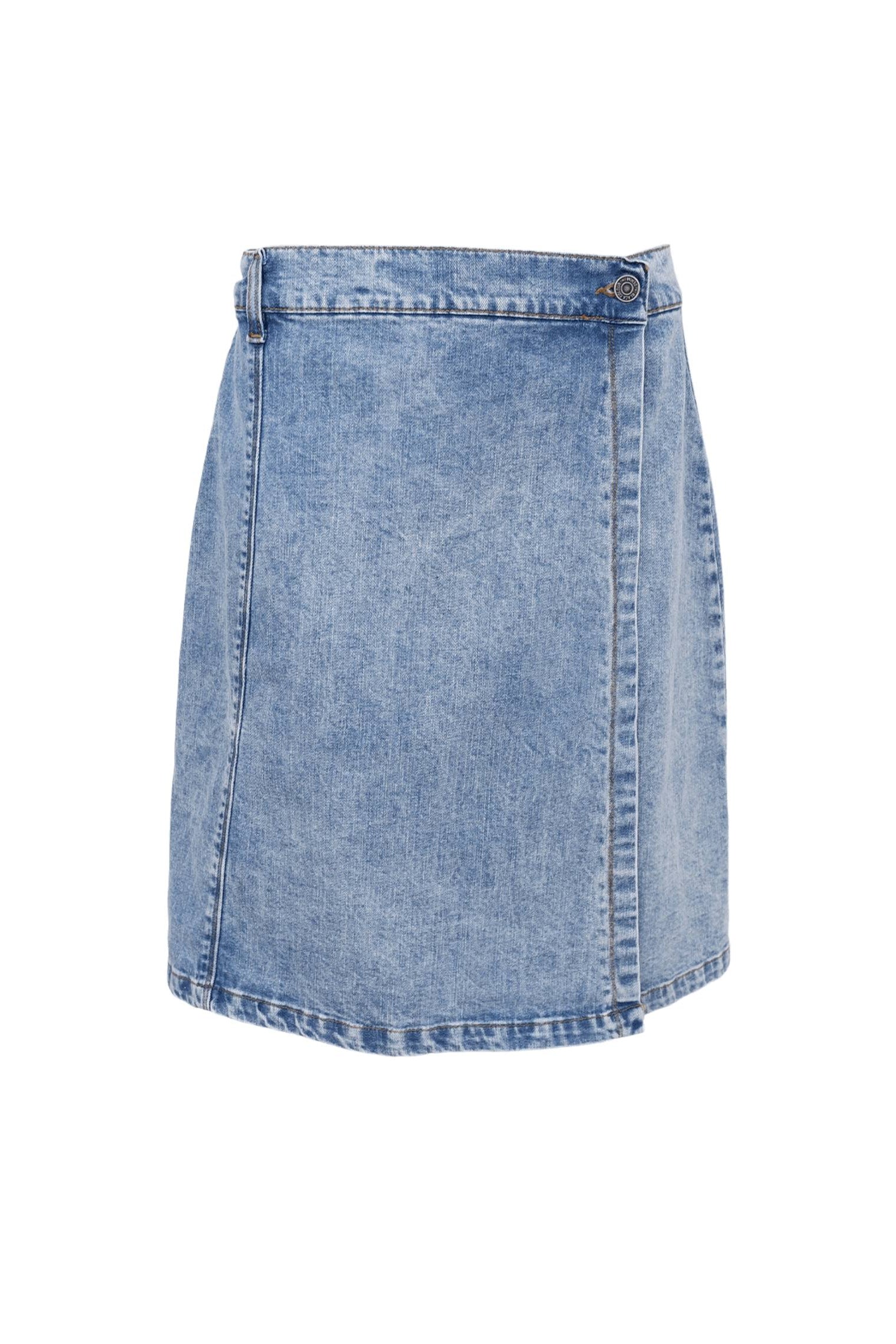 BCRUSSEL kurzer Wickelrock - Lt. Denim