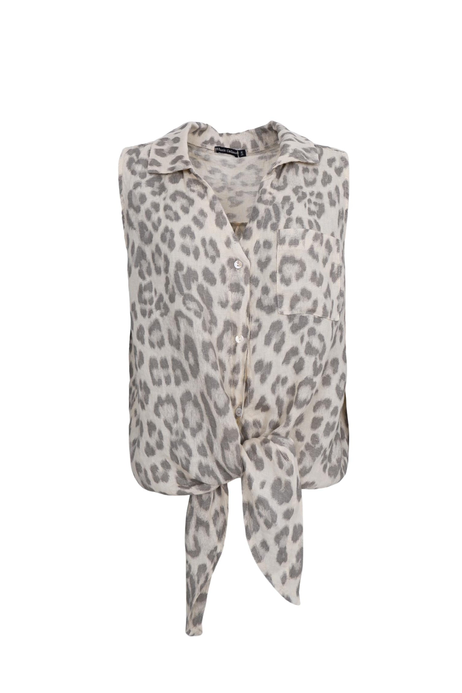 BCMELINA ärmelloses Hemd zum Binden - Natural Leo