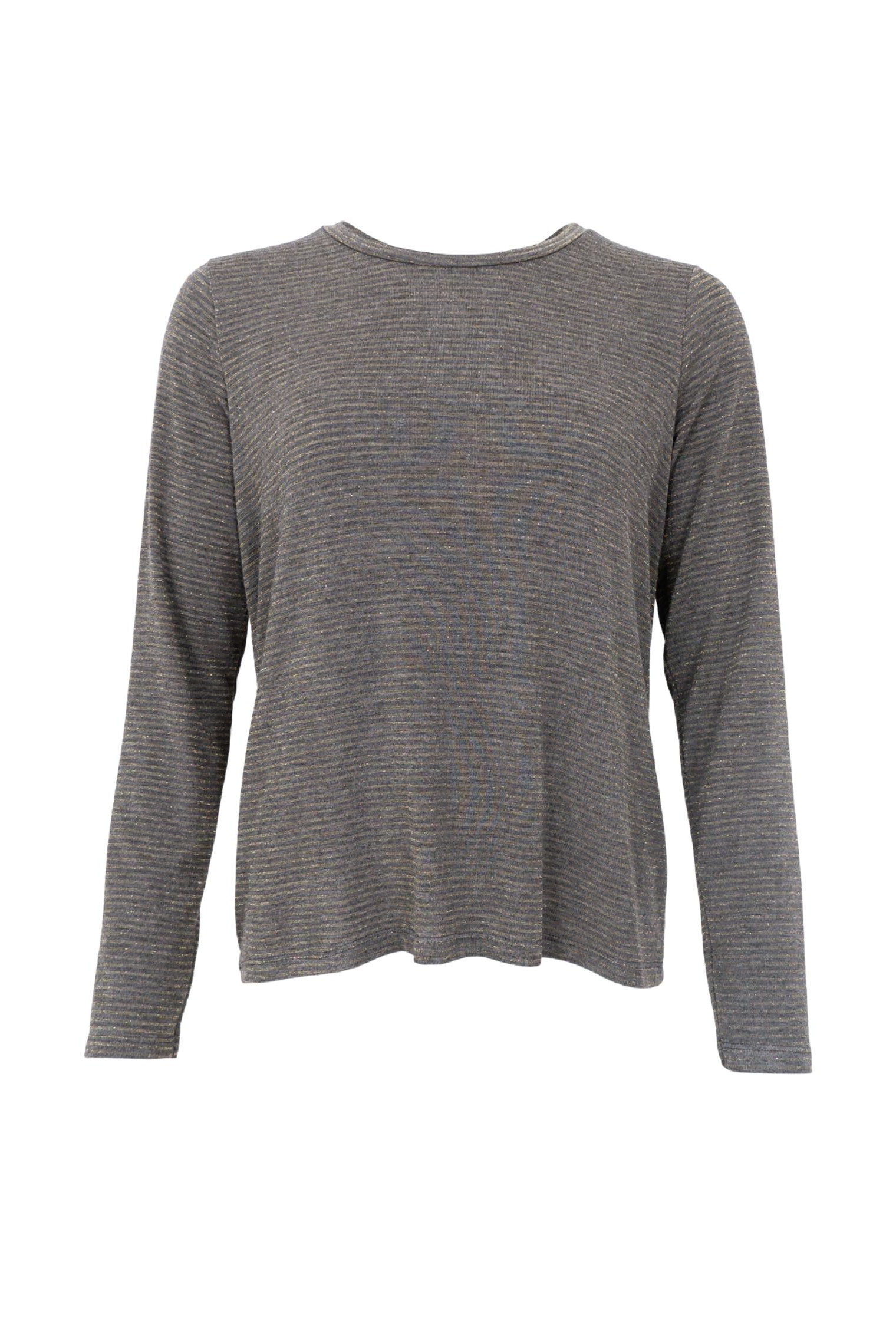 BCFAYE langärmliges, lockeres T-Shirt – Grau gestreift