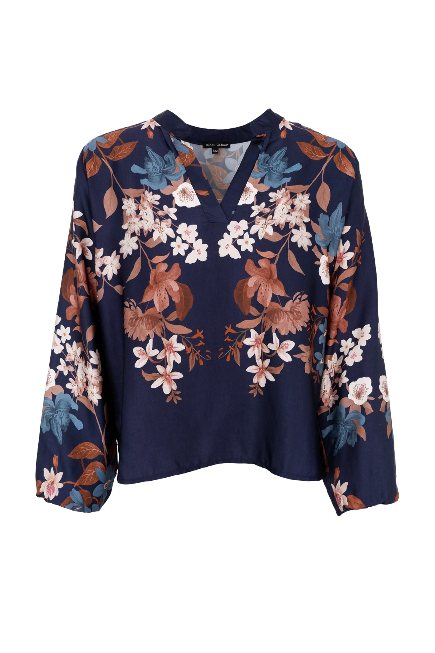 BCZENDAYA Bluse langarm - Navy Flower