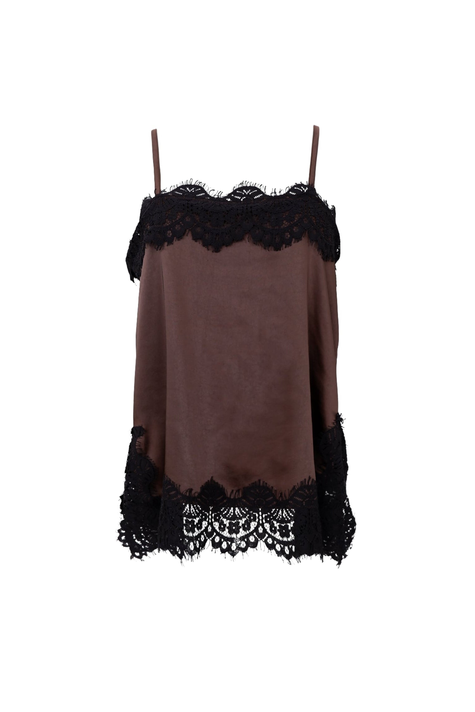 BCEVIE Spitzenträgertop - Kaffee