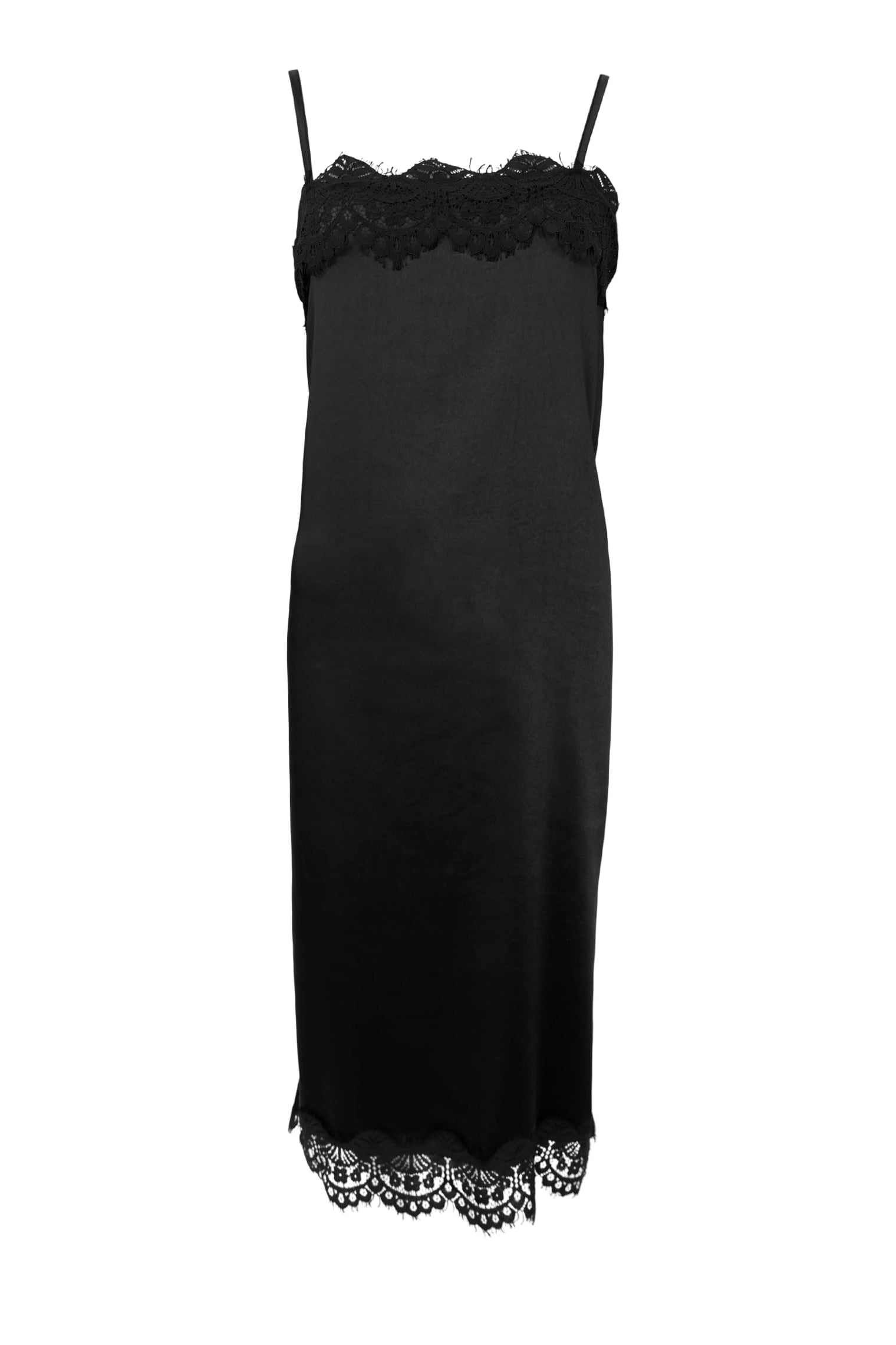BCEVIE Spitzenträgerkleid - Schwarz