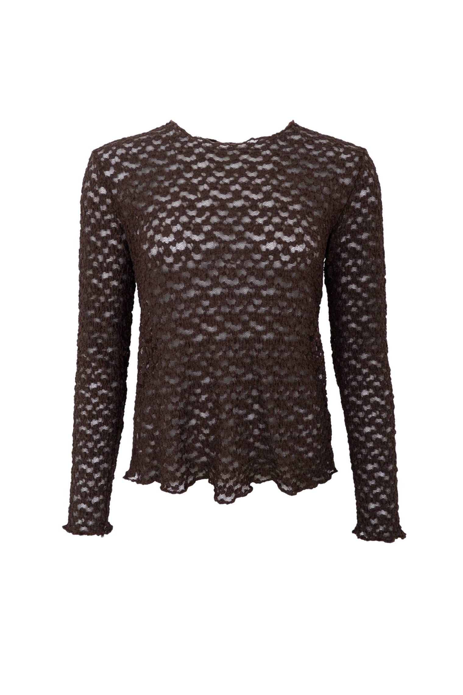 BCBLAIR lange Spitzenbluse - Kaffee