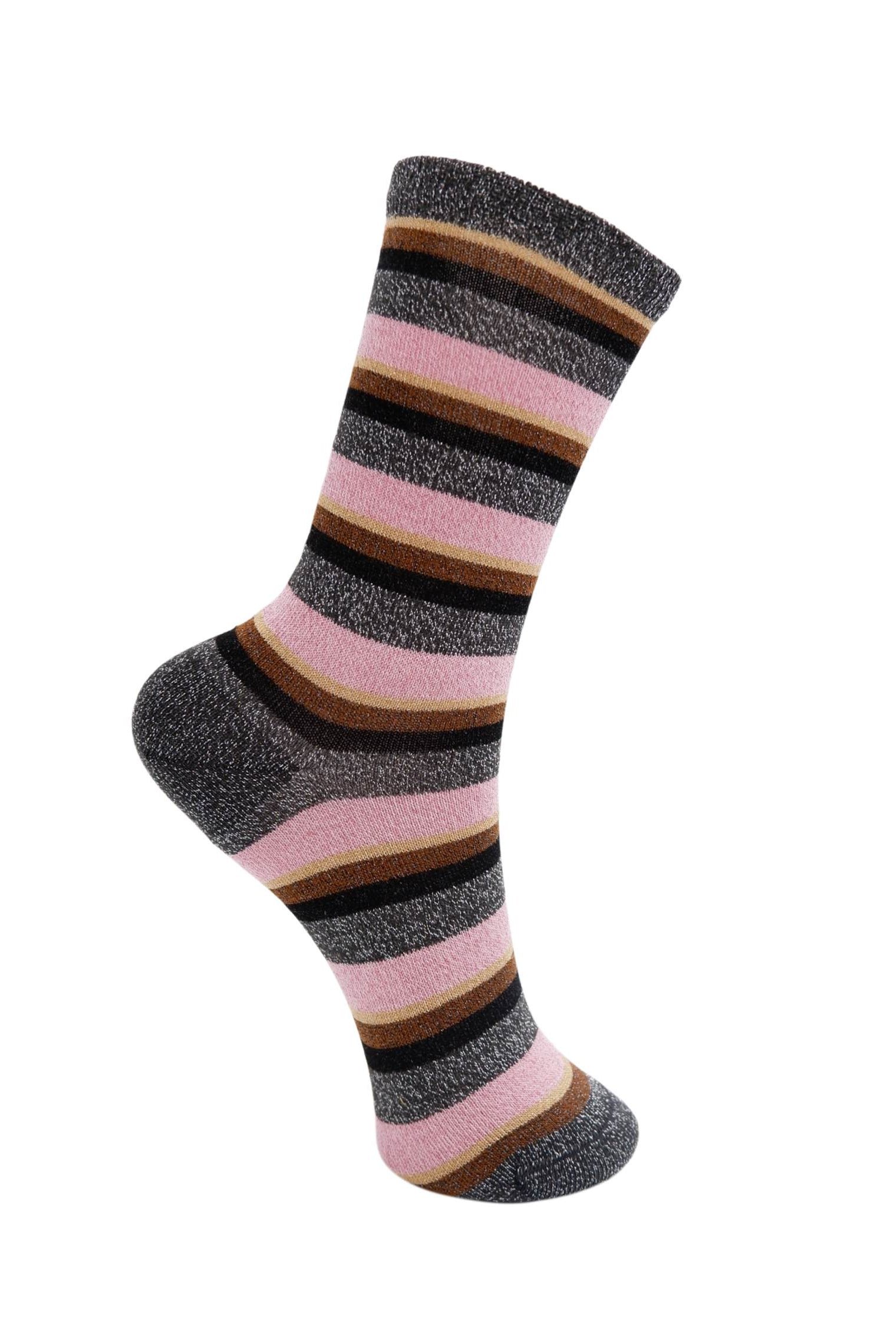 BCBRANDI gestreifte Socke - Grau Multi
