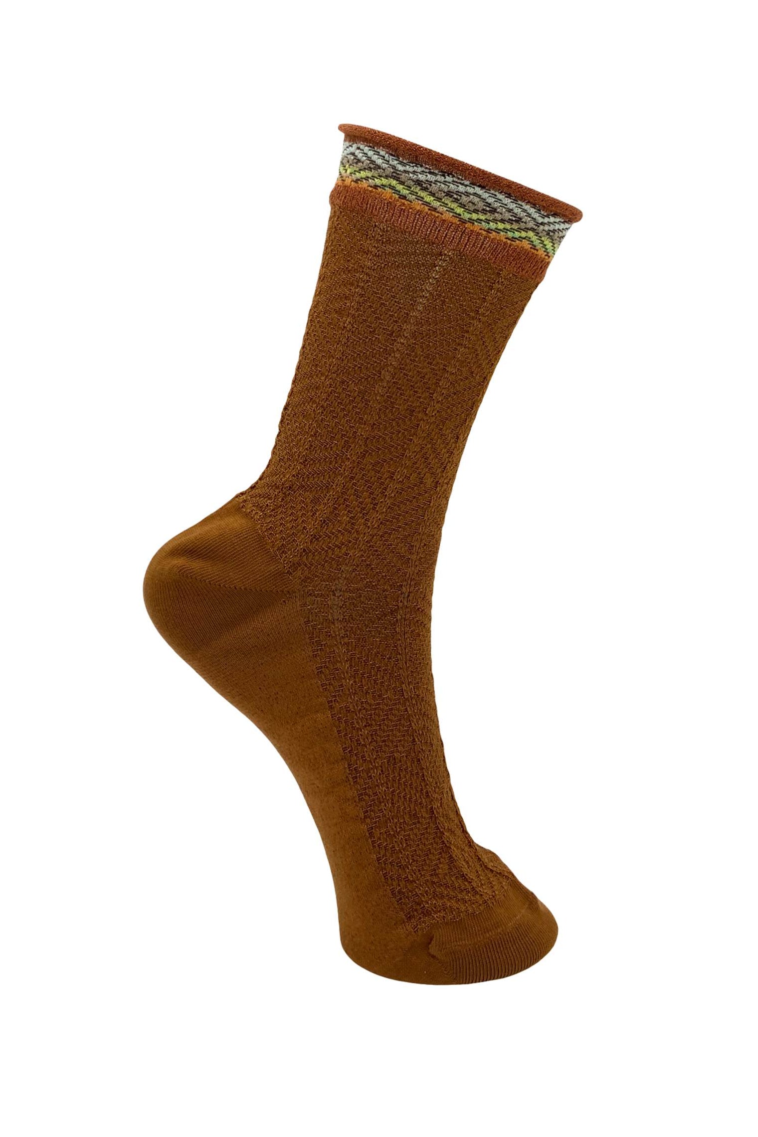 BCJACQUARD sock - Camel - Black Colour