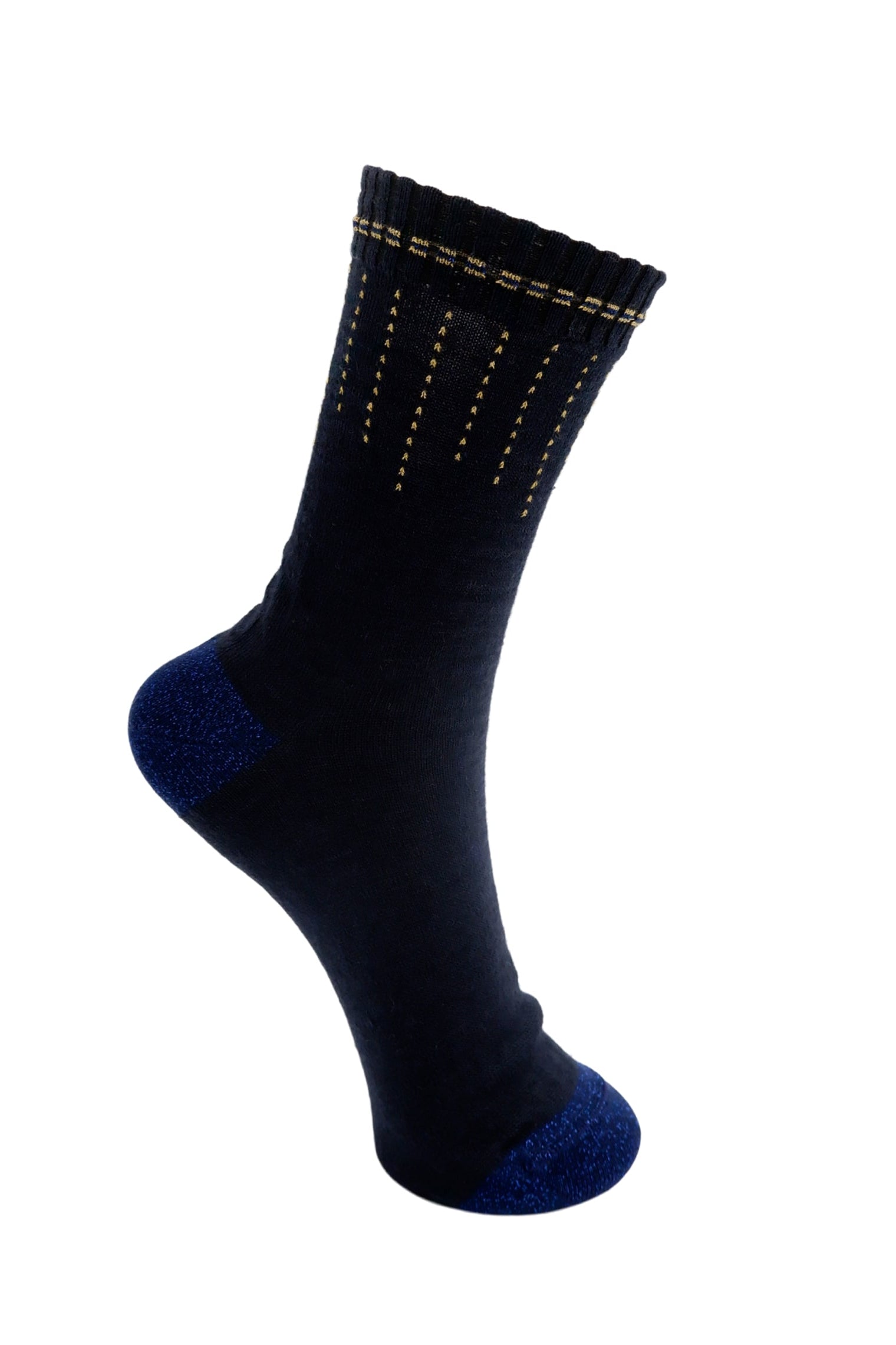 BCGLAZE wool mix sock - Navy/Gold - Black Colour