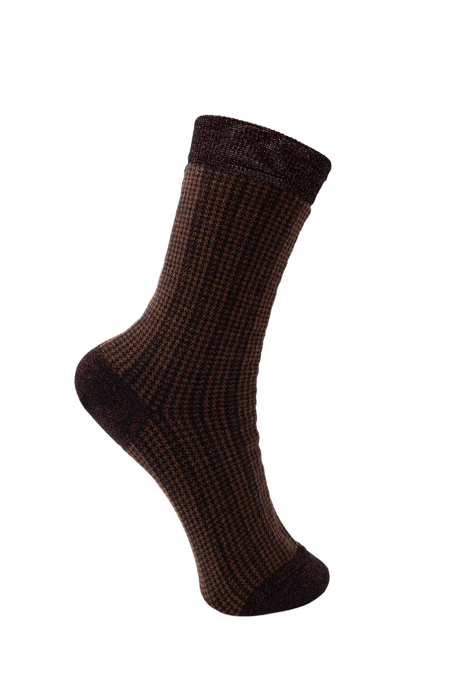 BCWALES check sock - Brown - Black Colour