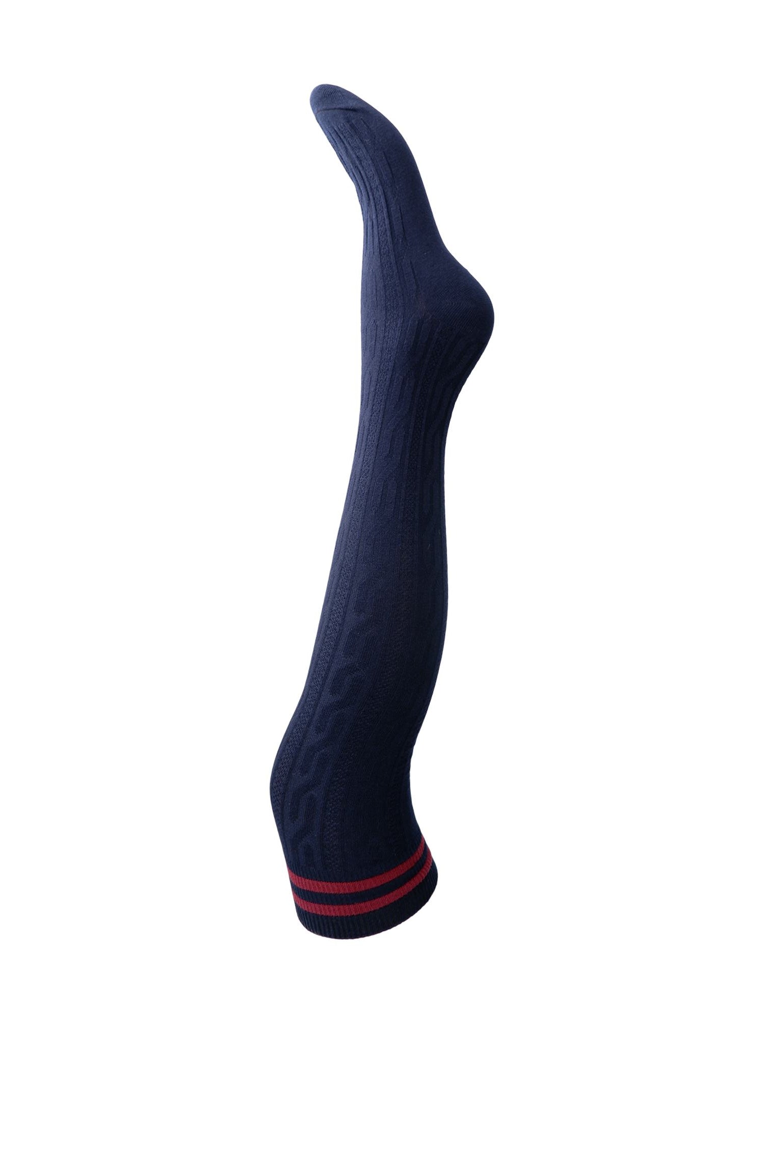 BCSCHMIDT Kniestrümpfe mit Zopfmuster - Marineblau