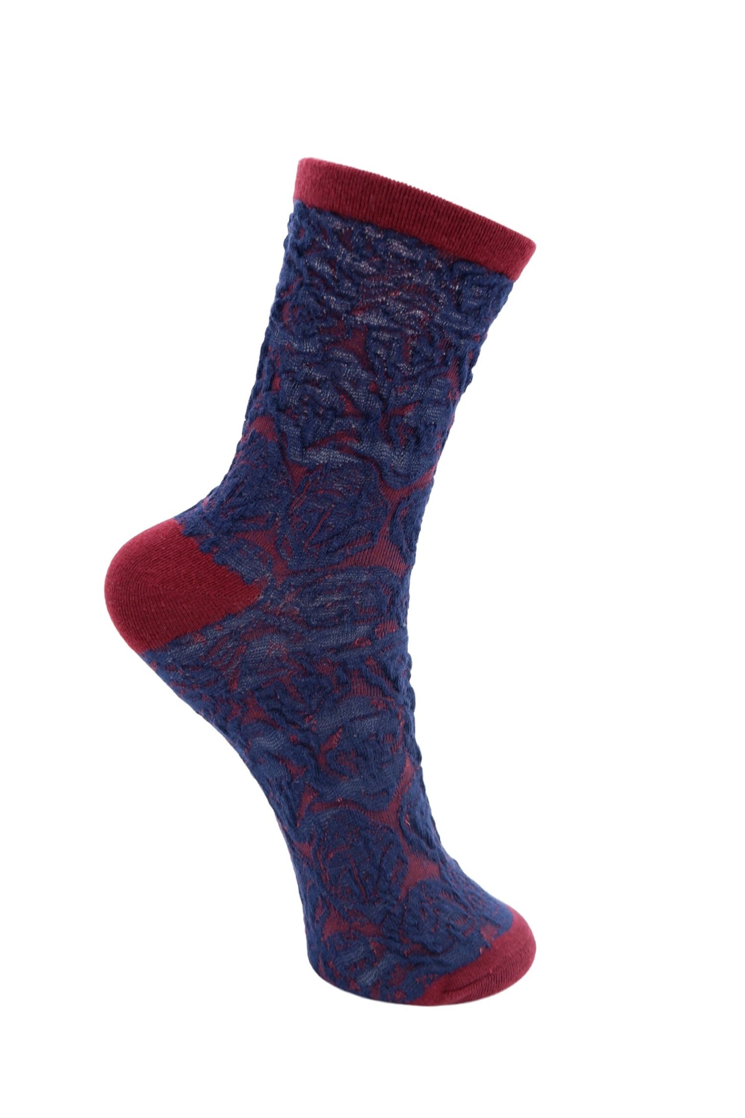 BCSAMI Socke - Weinrot mit Marineblau
