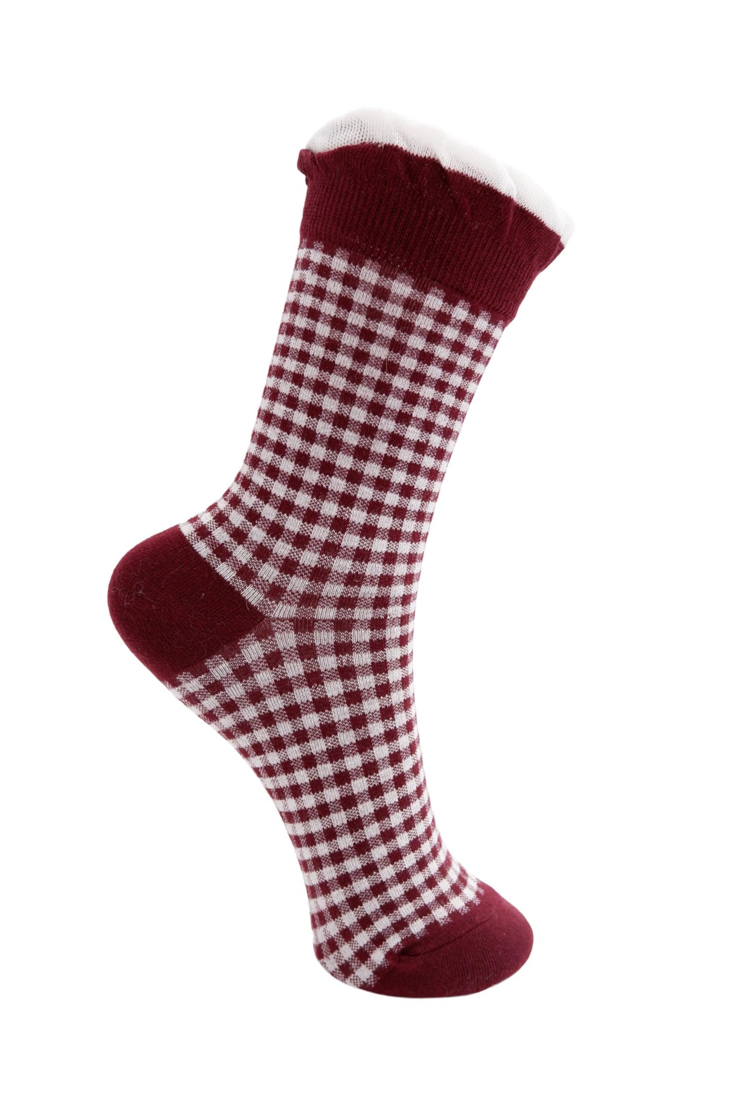 BCLUMINA Socke - Weinrot kariert
