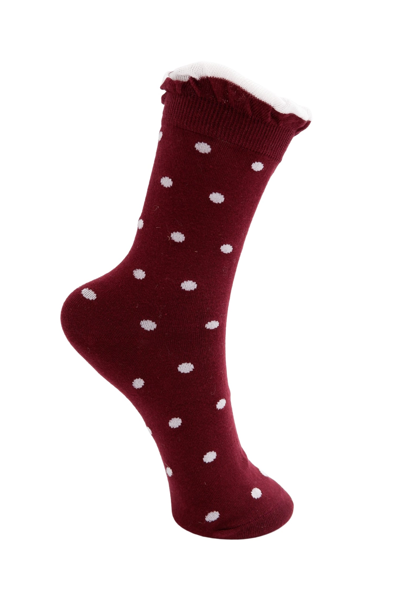 BCLUMINA Socke - Weinrot mit Punkten