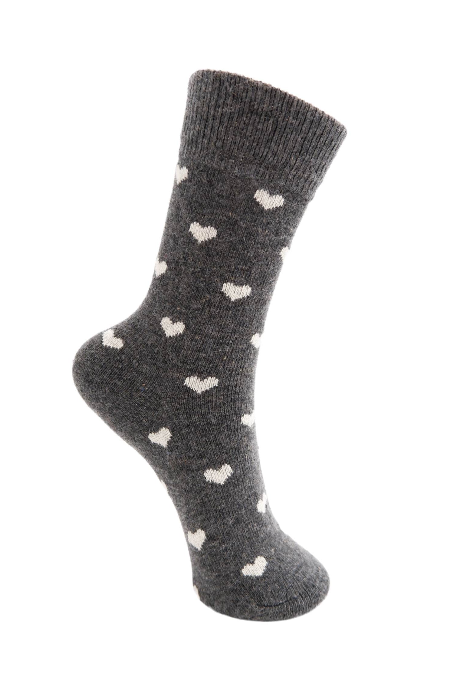 BCCAI Wollsocken mit Herzmotiv – Dunkelgrau