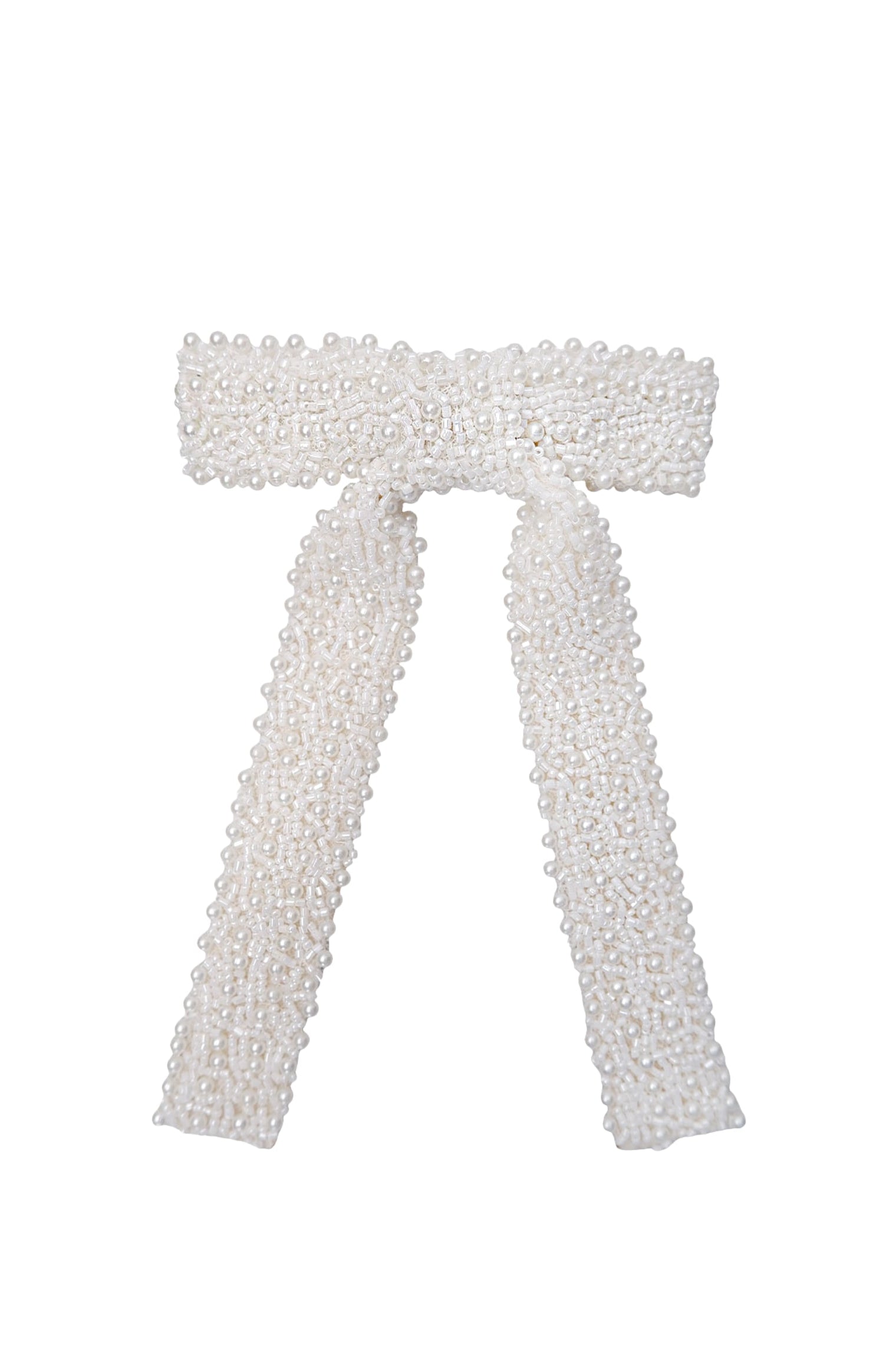 BCPEARL bow beaded barette - White - Black Colour