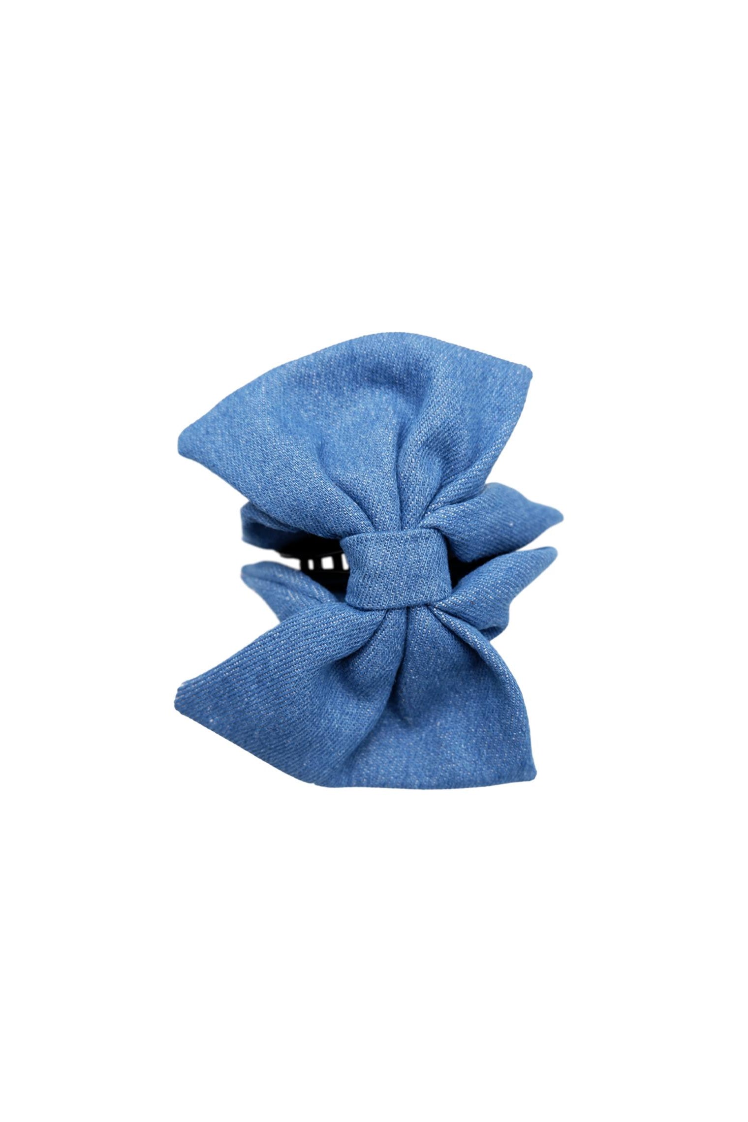 BCKERI Denim-Haarklammer mit Schleife - Blue Denim
