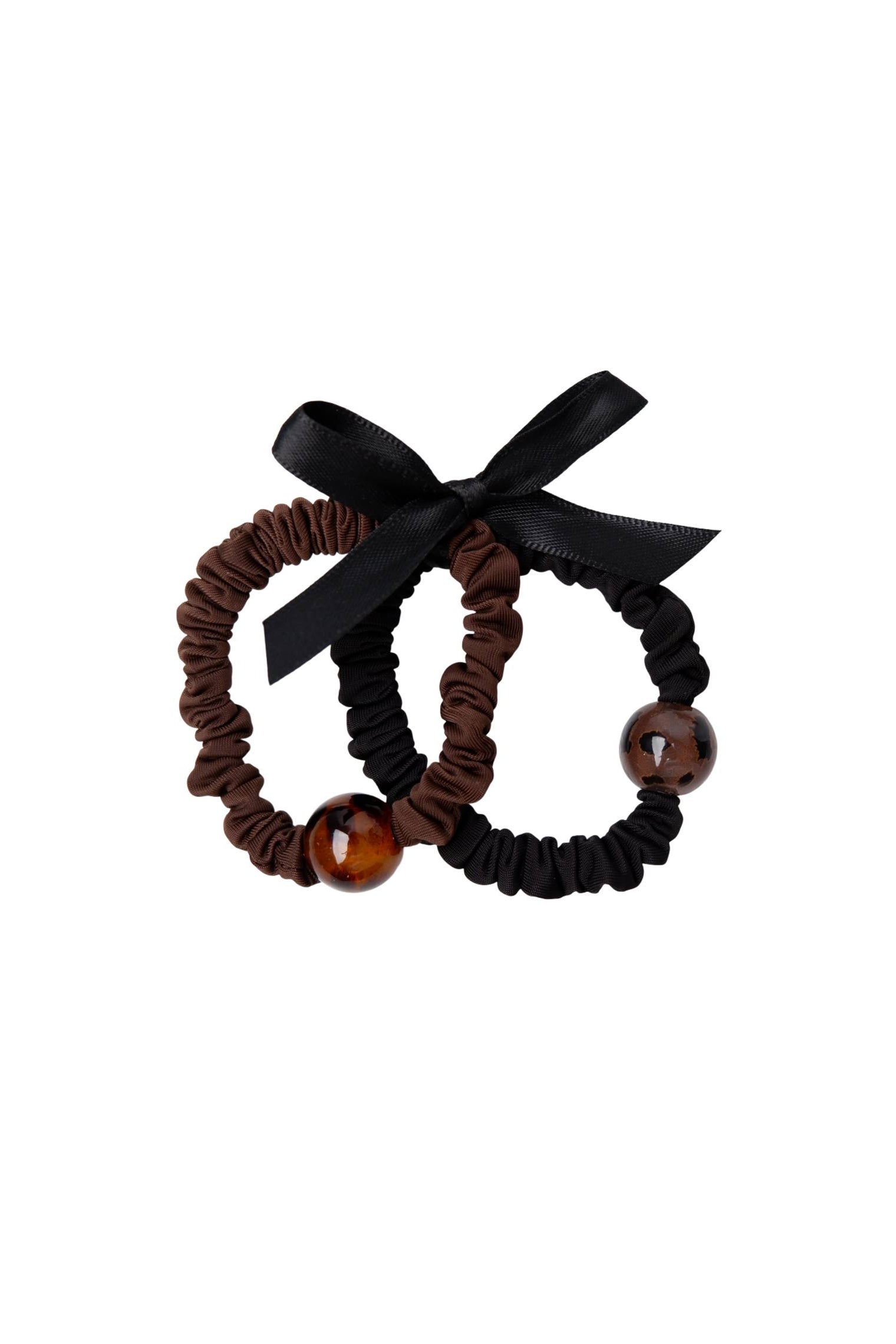 BCBLAISE Mini-Scrunchie, 2er-Set - Schwarz/Braun Mix