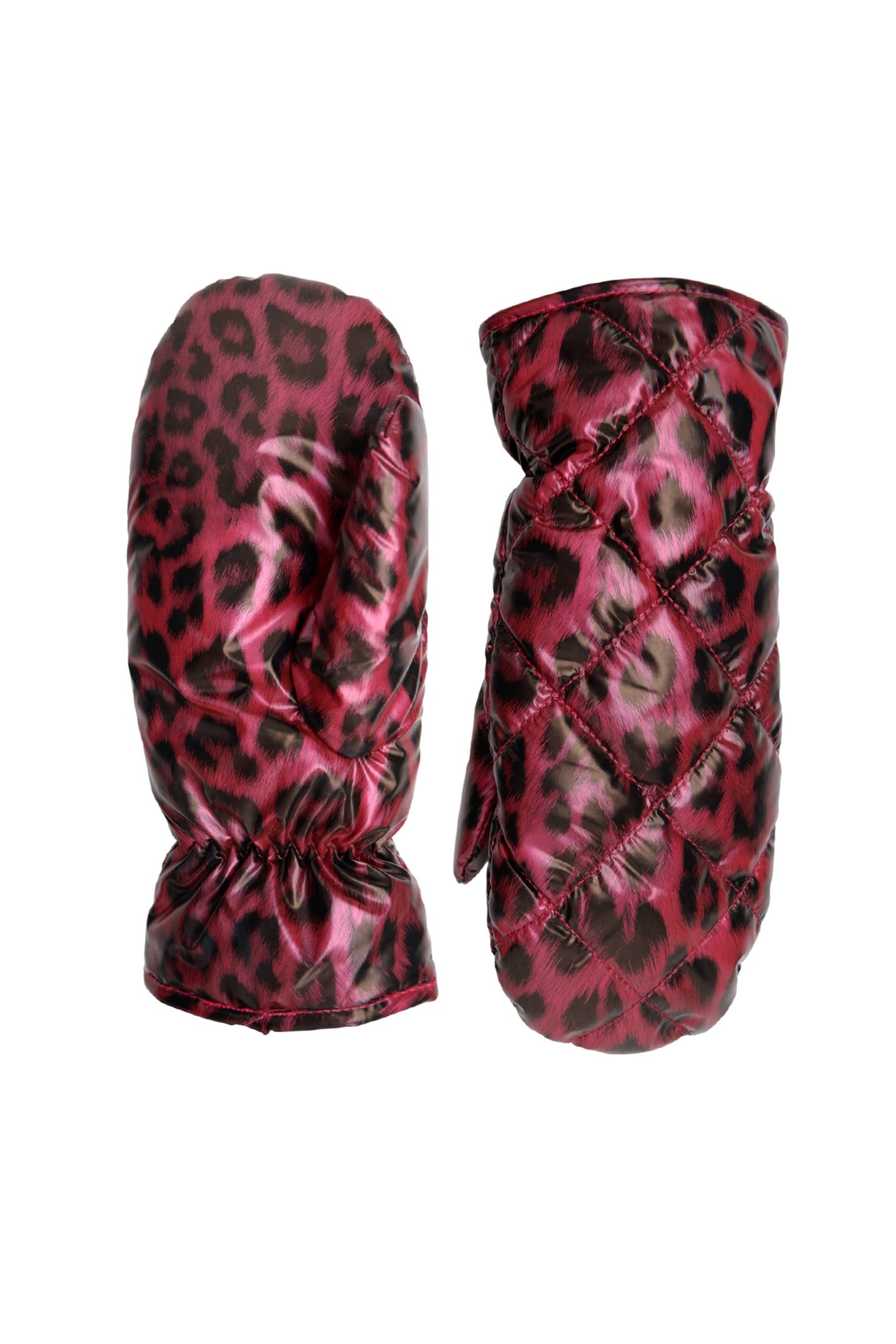 BCNADINA gesteppte Leo-Fäustlinge - Weinrot