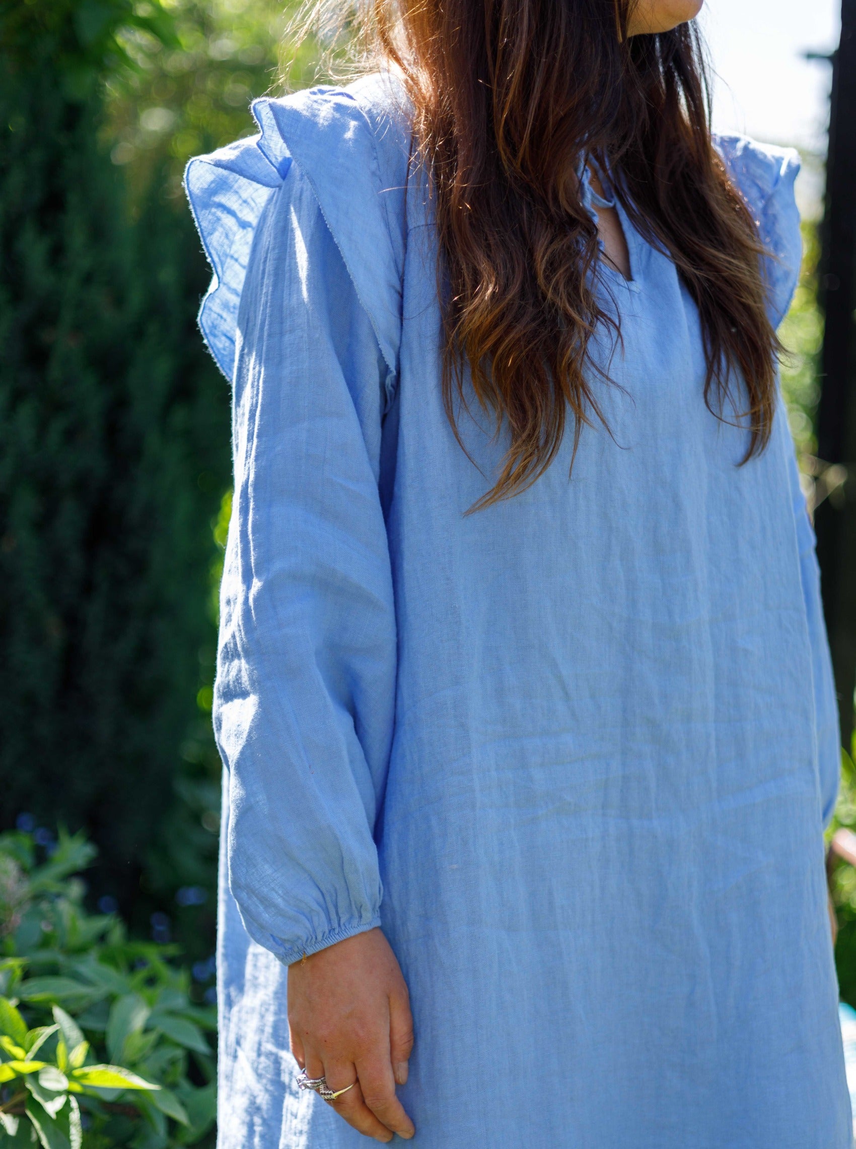 BCMELINA frill dress - Sky Blue - Black Colour