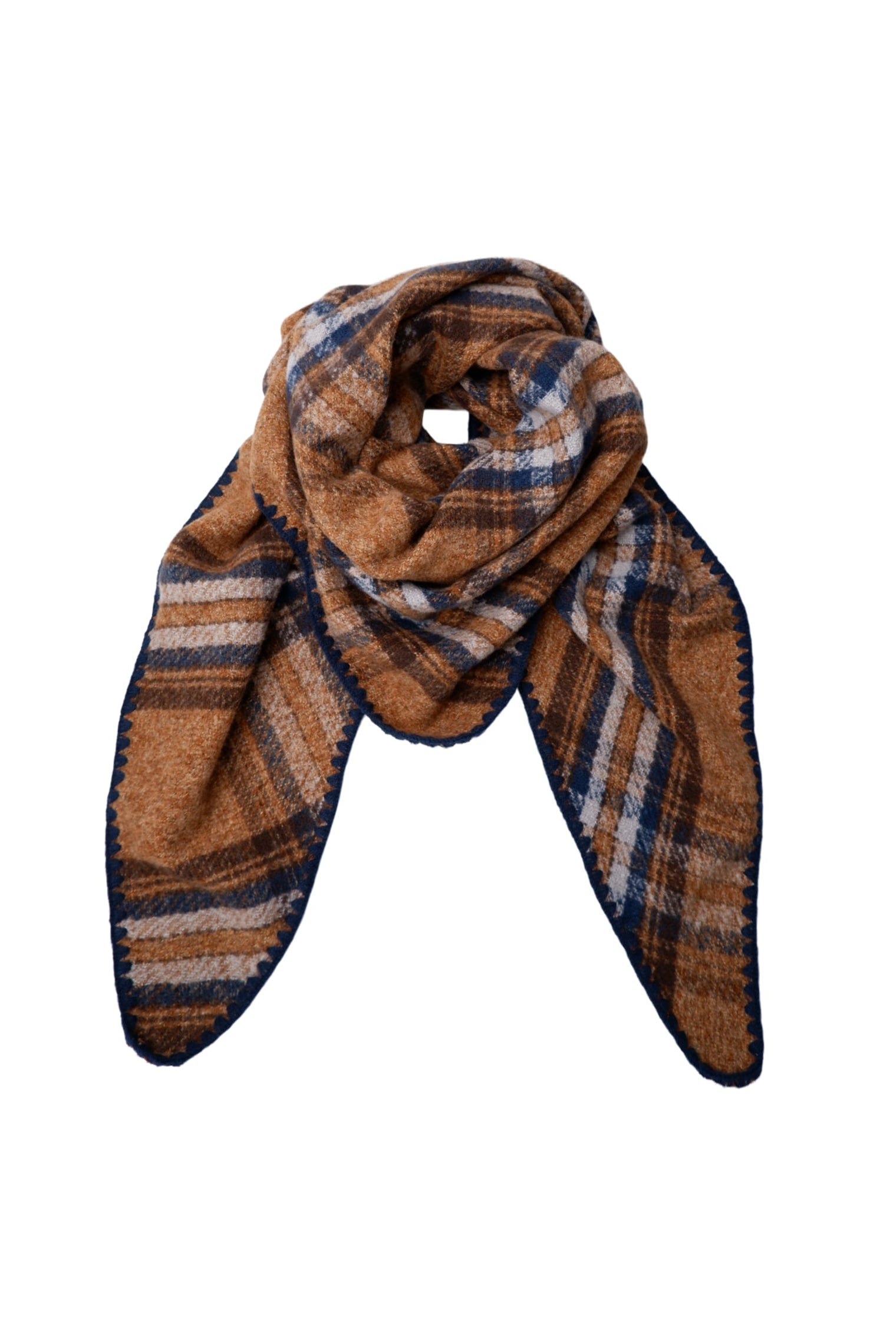 BCLEONI chequered scarf - Camel - Black Colour