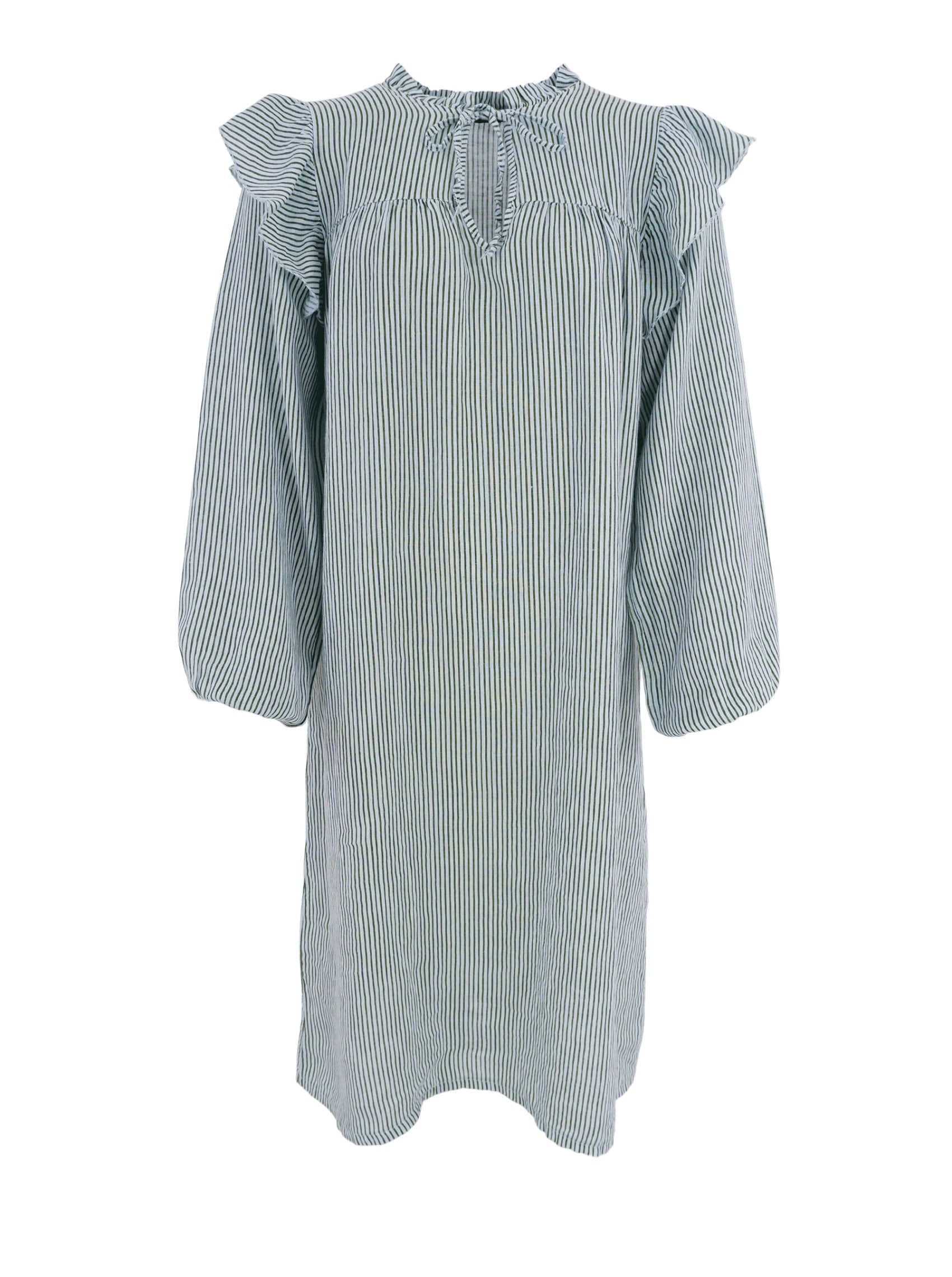 BCMELINA frill dress - Safari Green - Black Colour