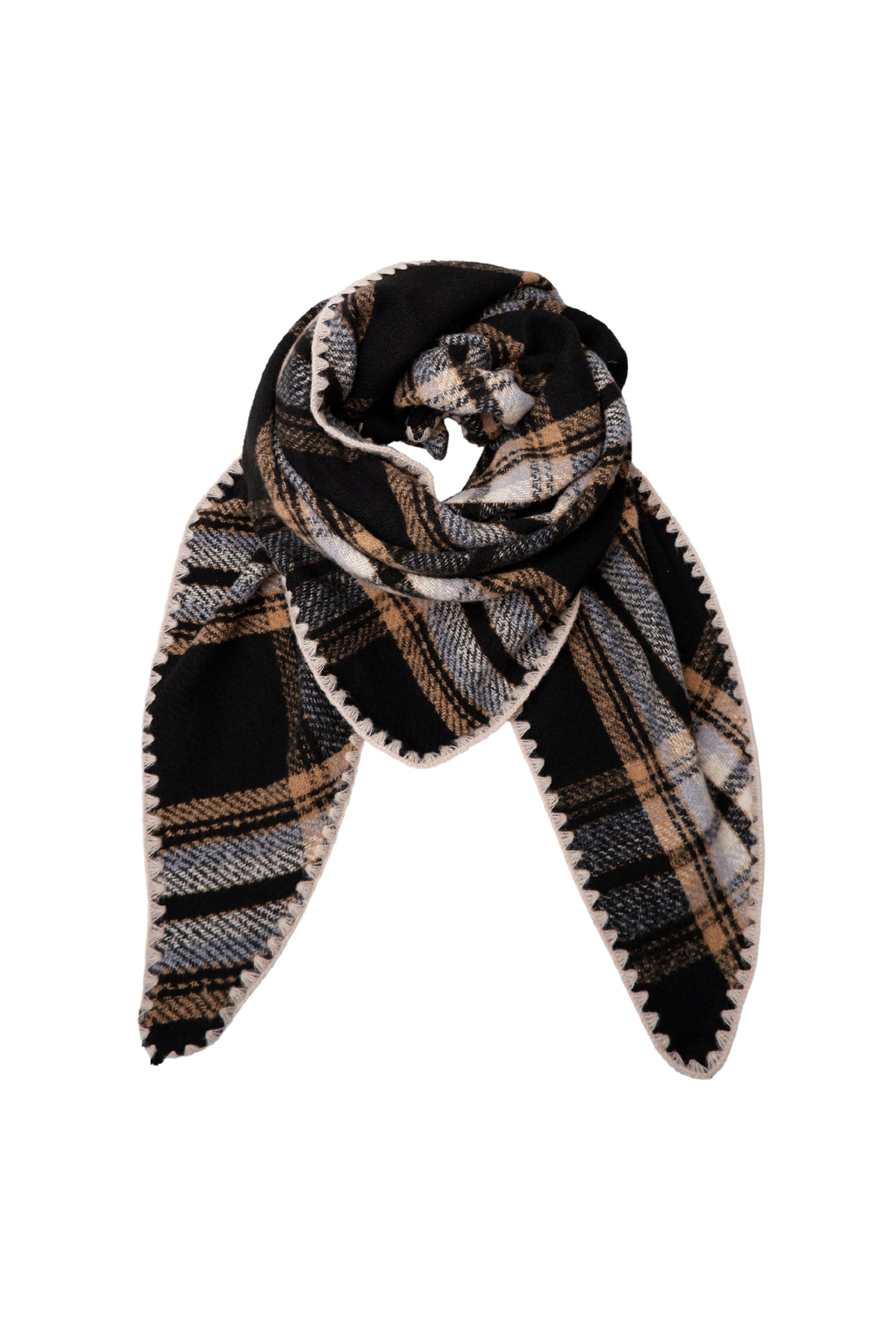 BCLEONI chequered scarf - Black - Black Colour