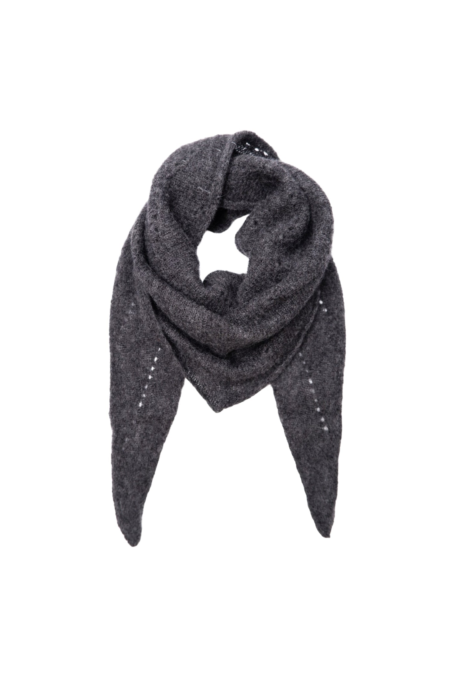 BCDELL knitted mini scarf - Dk. Grey Melange - Black Colour