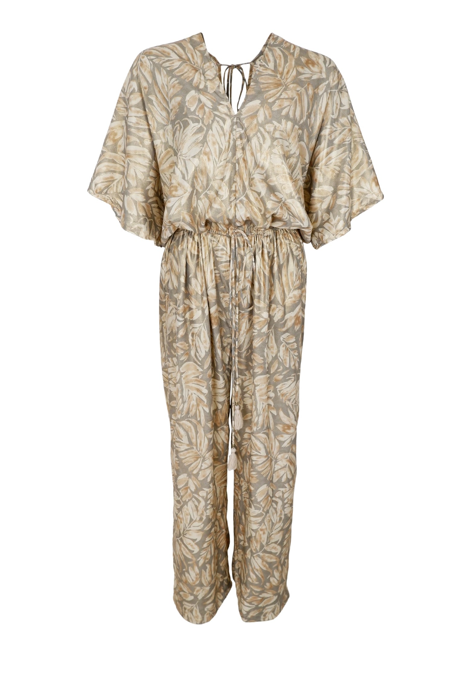 BCLUNA double v-neck jumpsuit - Golden Sand - Black Colour