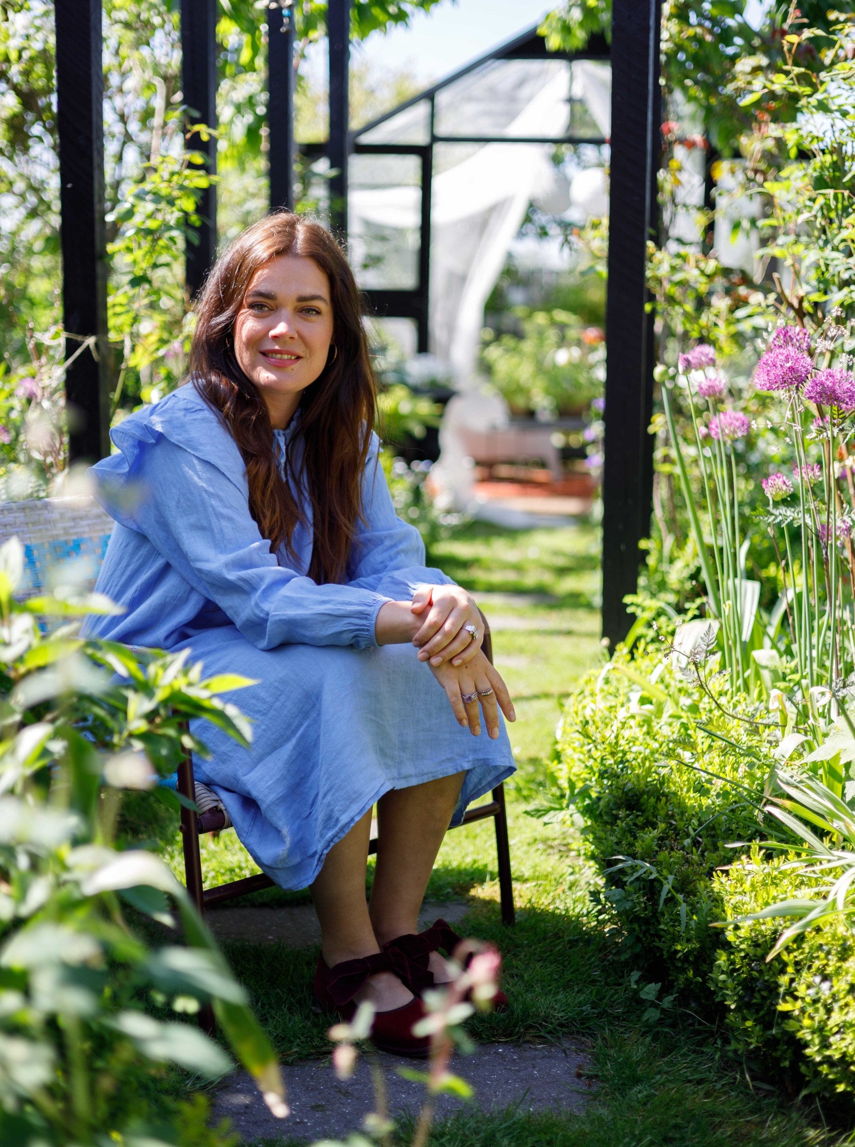 BCMELINA frill dress - Sky Blue - Black Colour