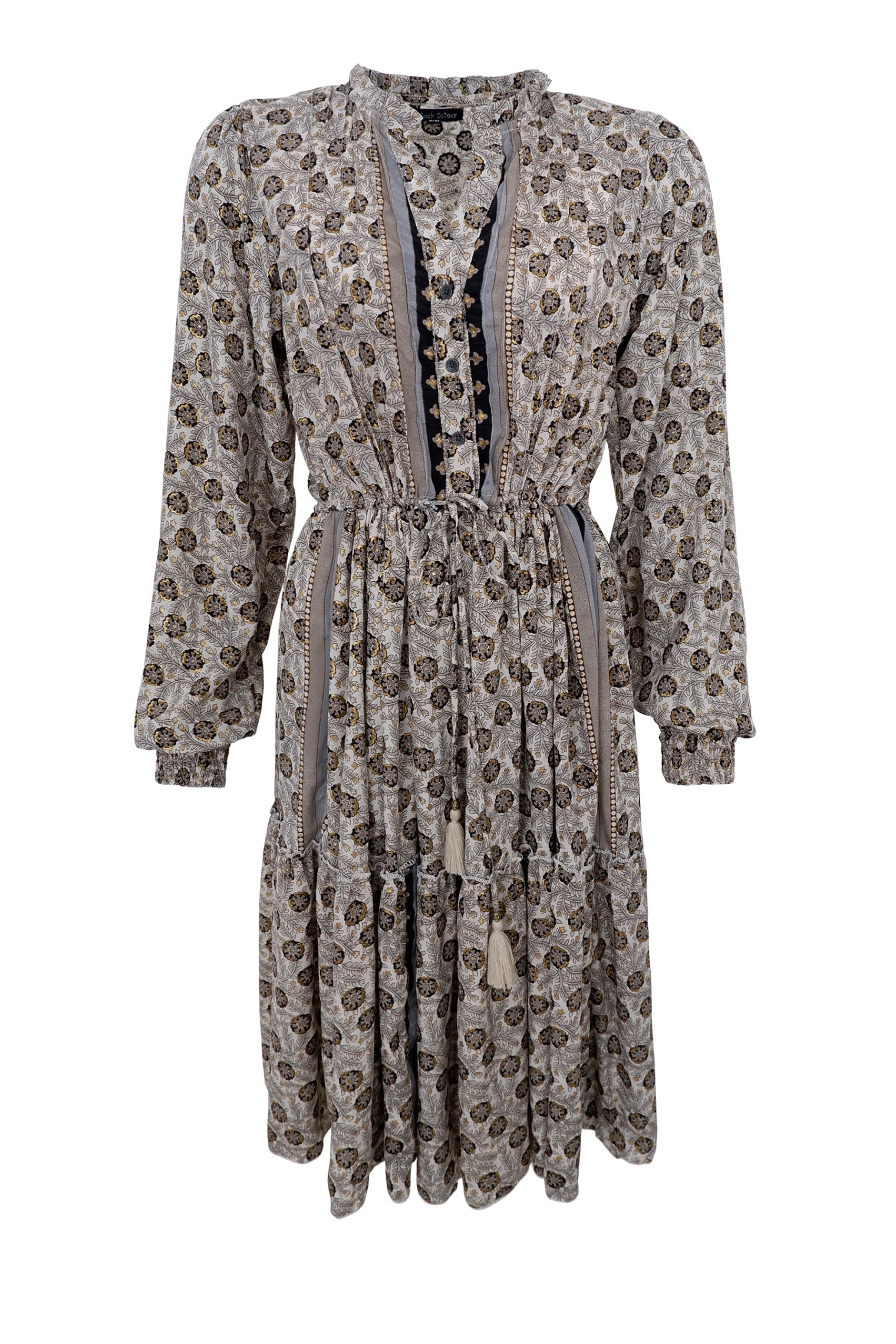 BCLUNA Rose boho short dress - Gold Grey - Black Colour