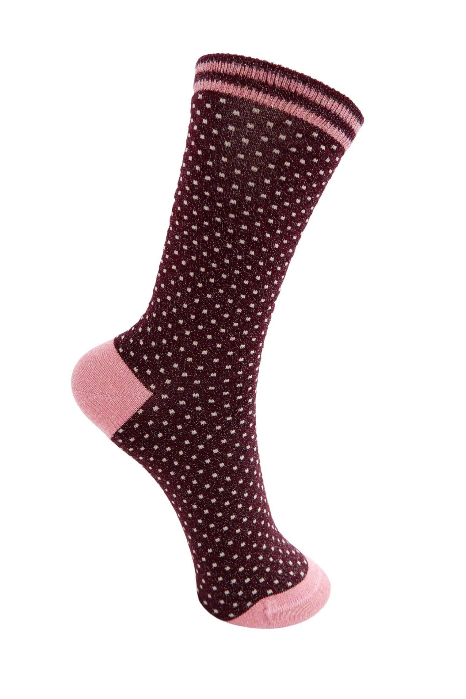 BCLolly dot sock - Wine - Black Colour