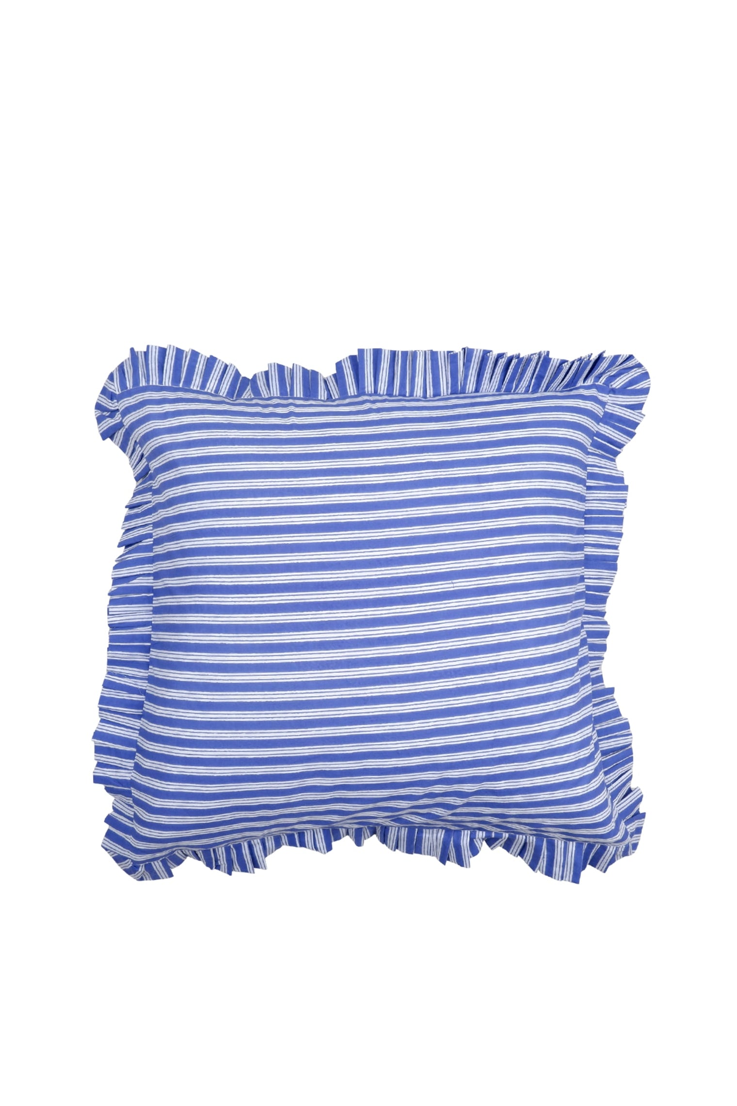 BCFLORA CUSHION COVER WITH FRILL - Blue Stripe - Black Colour
